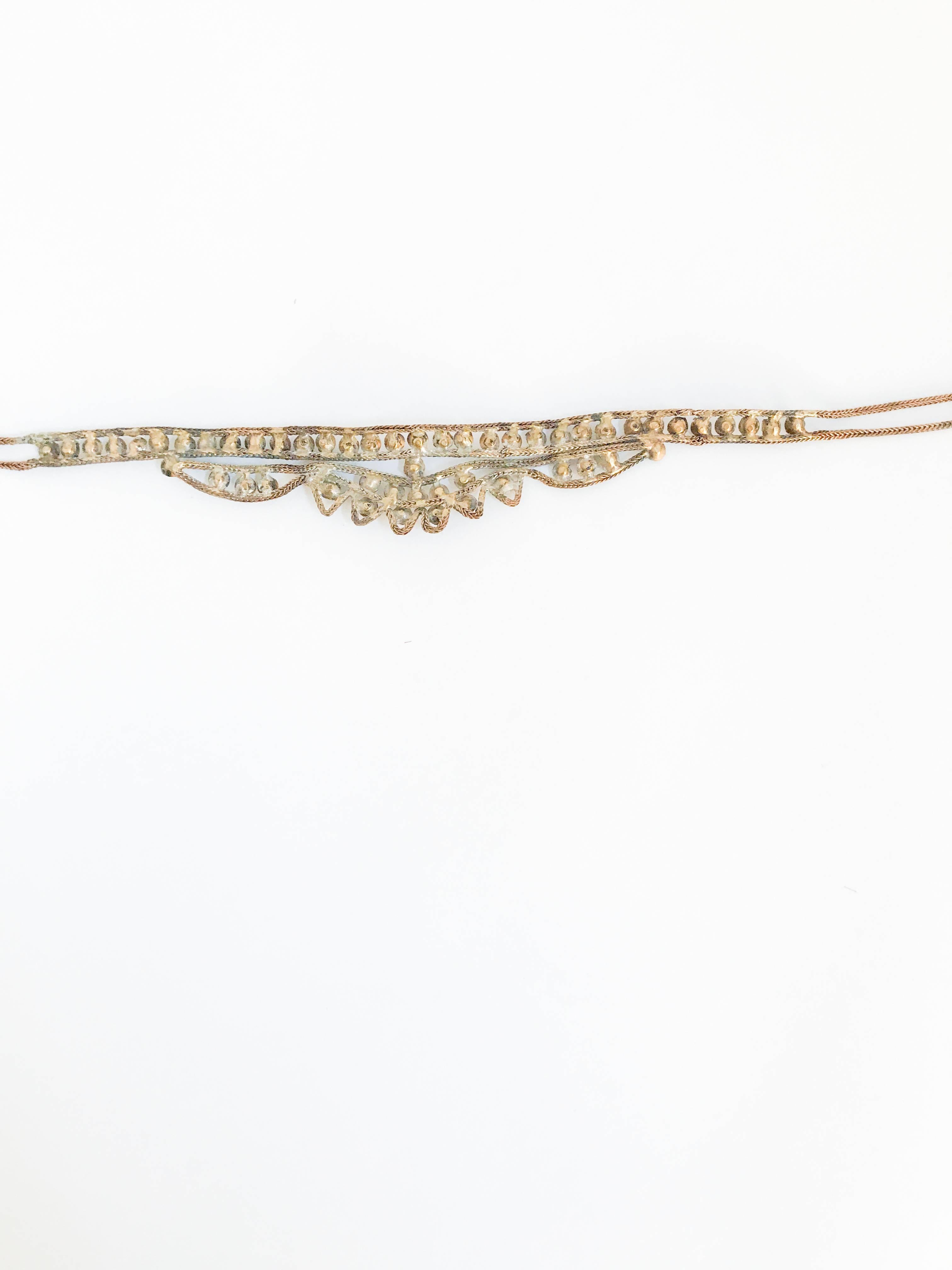 1920s Brass and Clear Rhinestone Headband In Good Condition In San Francisco, CA