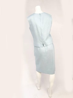 1960s Light Blue Linen Skirt/Top Set
