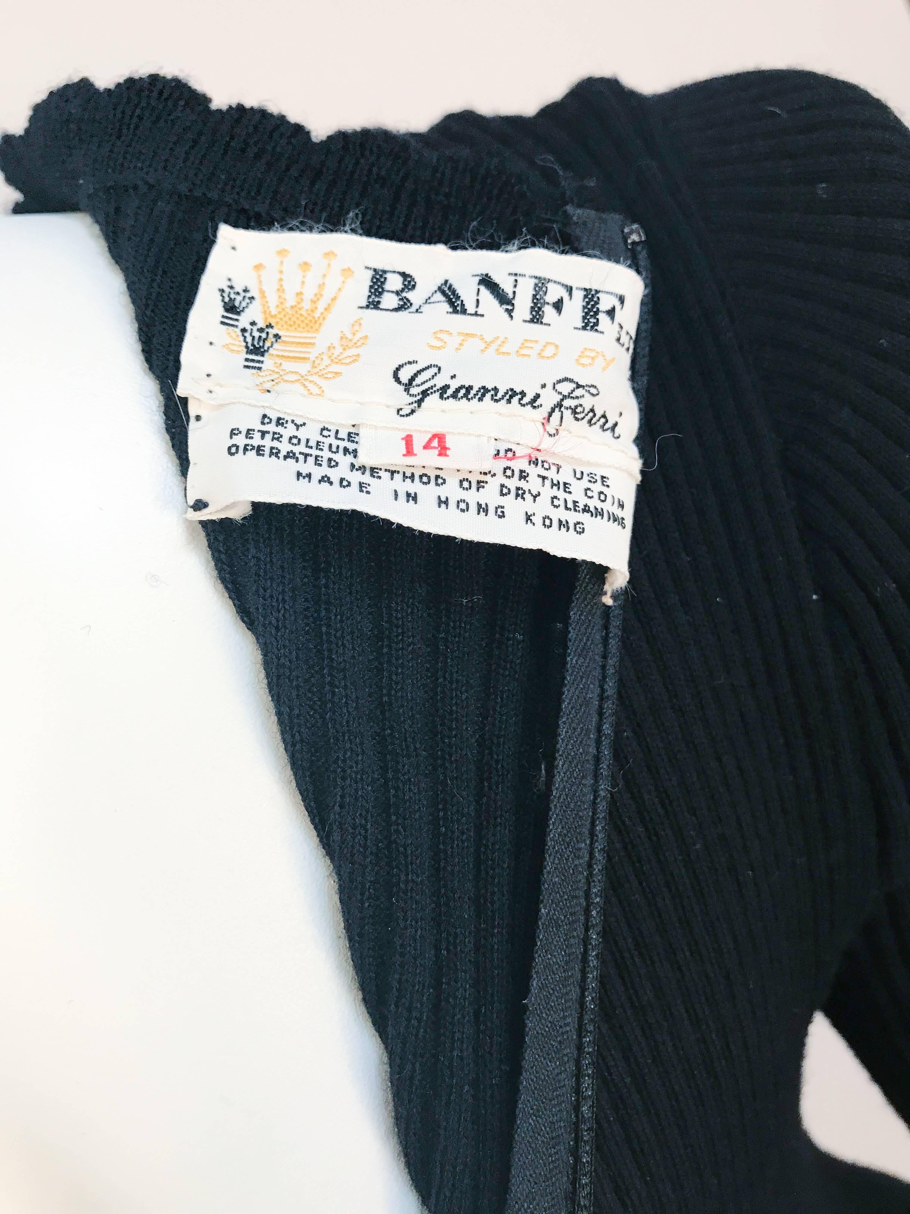 1970s Banff LTD by Gianni Ferri Black Knit Ruffled Dress 3