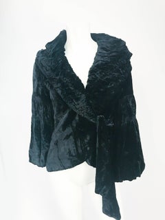 1930s Black Silk Velvet Evening Coat