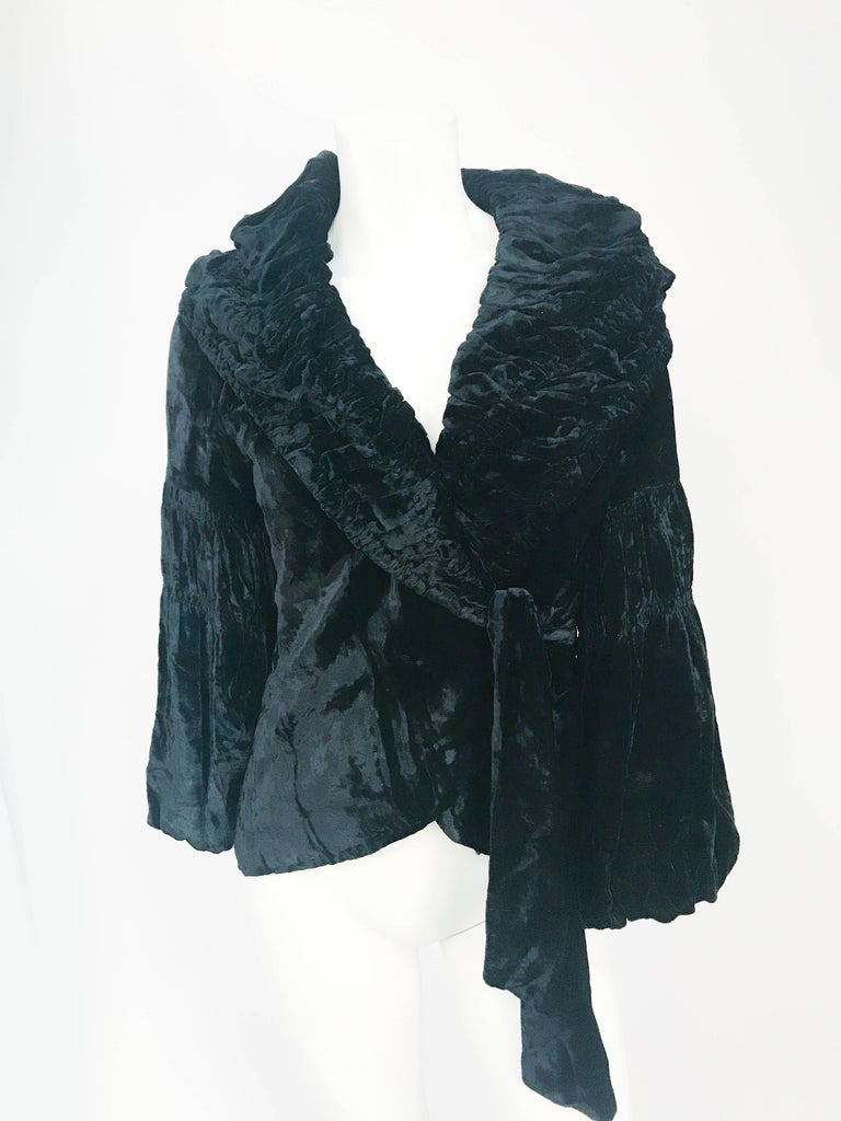 1930s Black Silk Velvet Evening Coat For Sale at 1stDibs