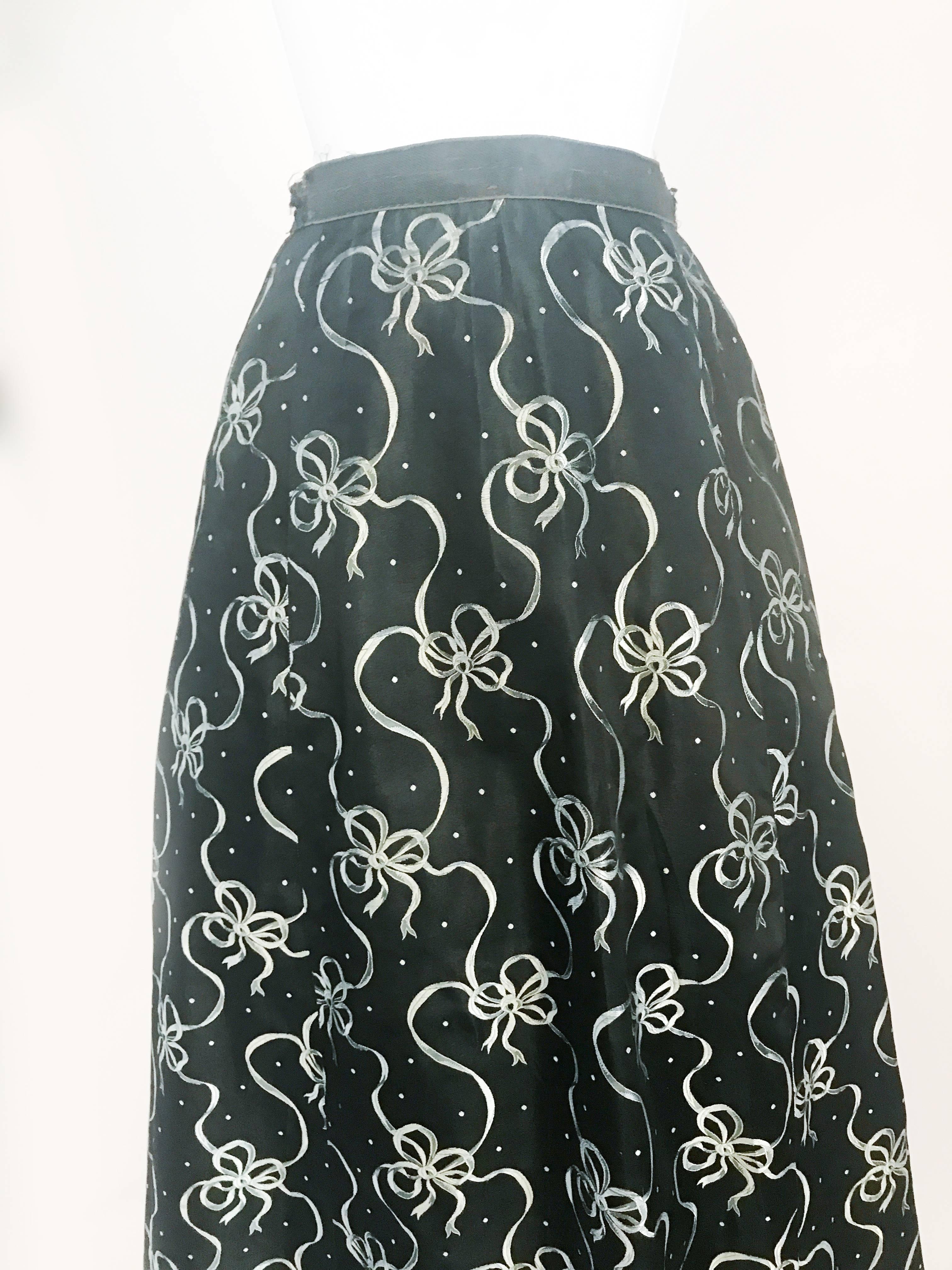 Black Victorian Jacquard Evening Skirt For Sale
