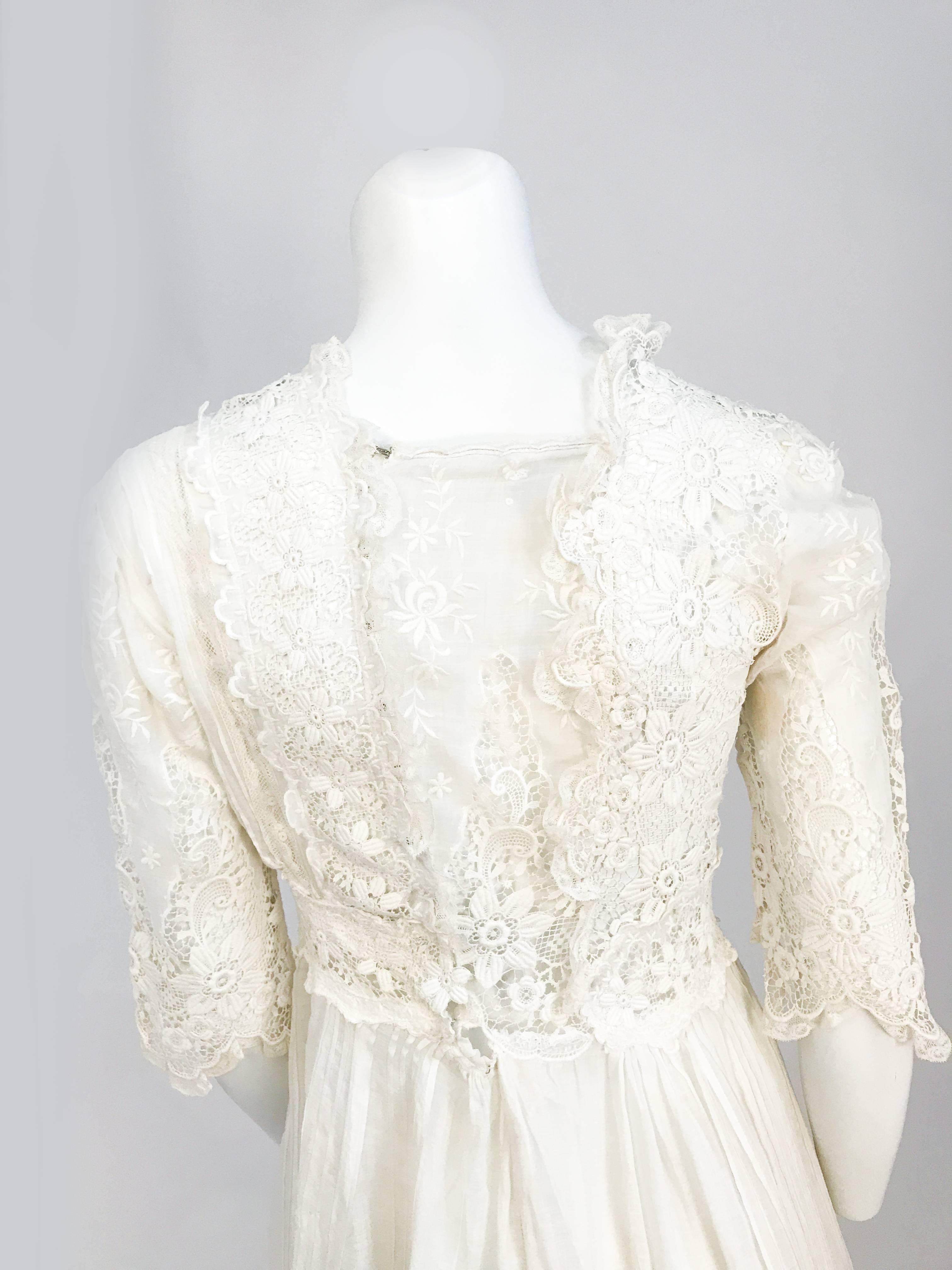 Edwardian White Cotton Lawn Dress In Good Condition In San Francisco, CA