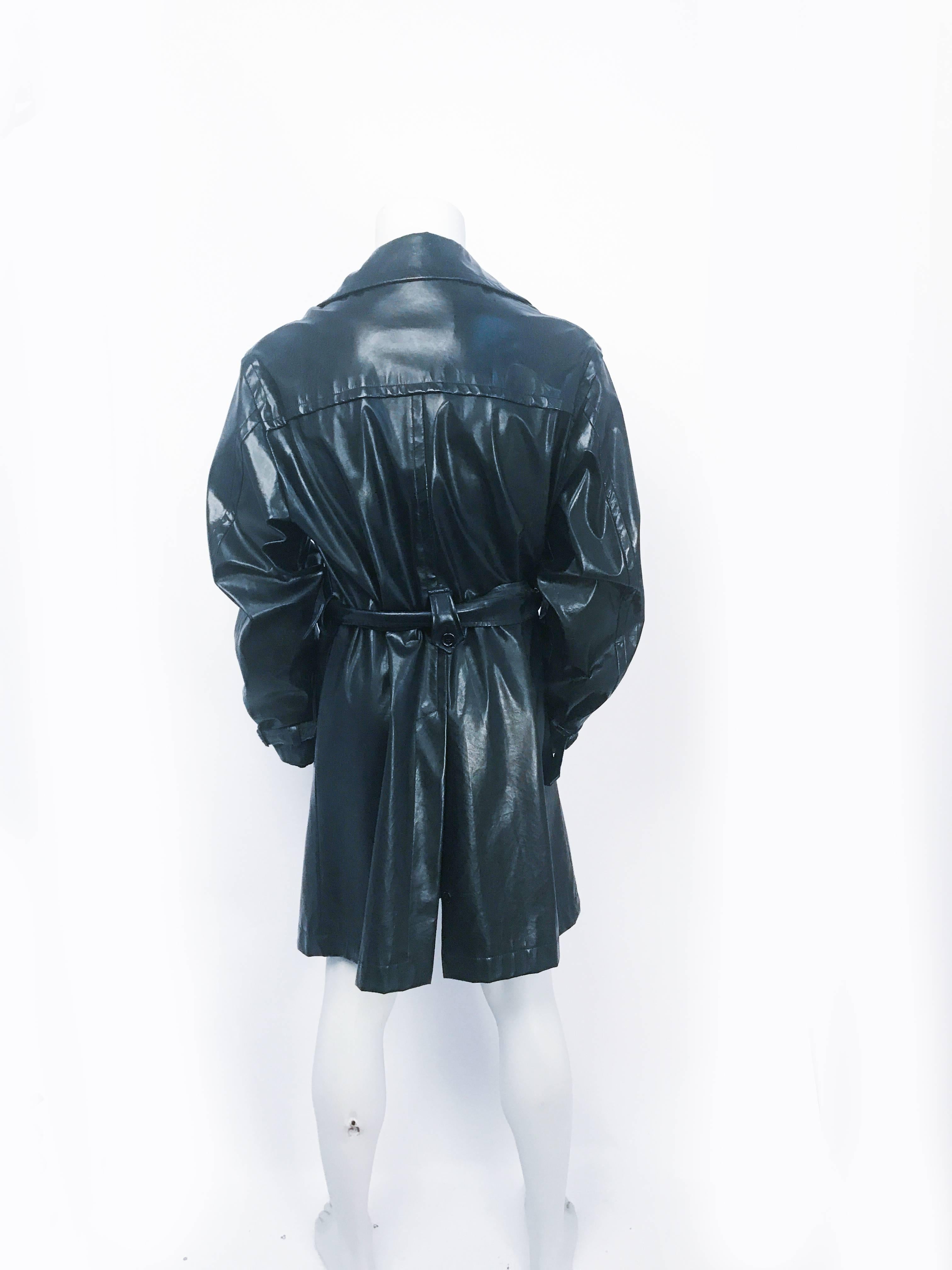 1990s Dolce and Gabbana Black Men's Leather Trench Coat 2
