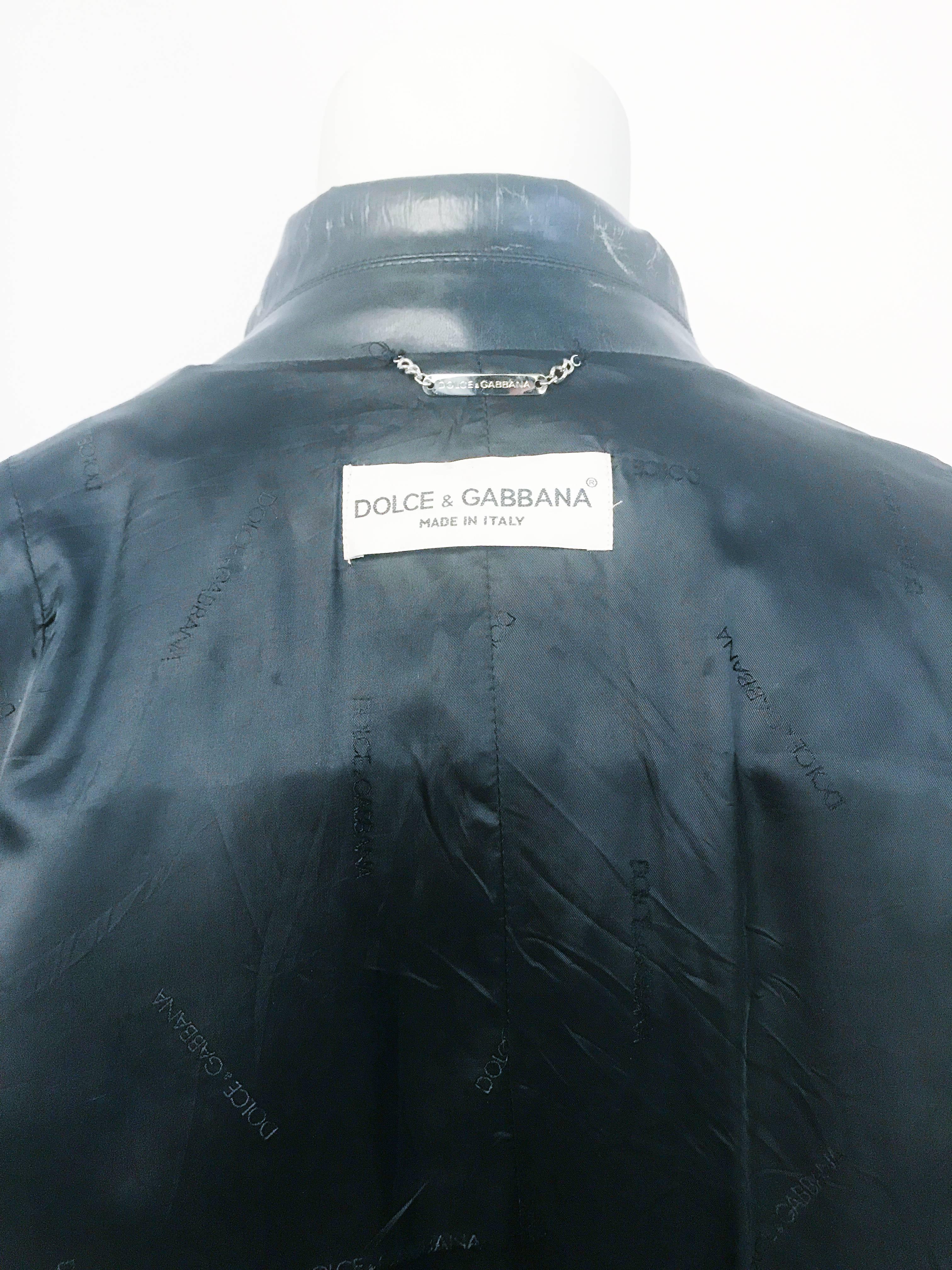 1990s Dolce and Gabbana Black Men's Leather Trench Coat 3