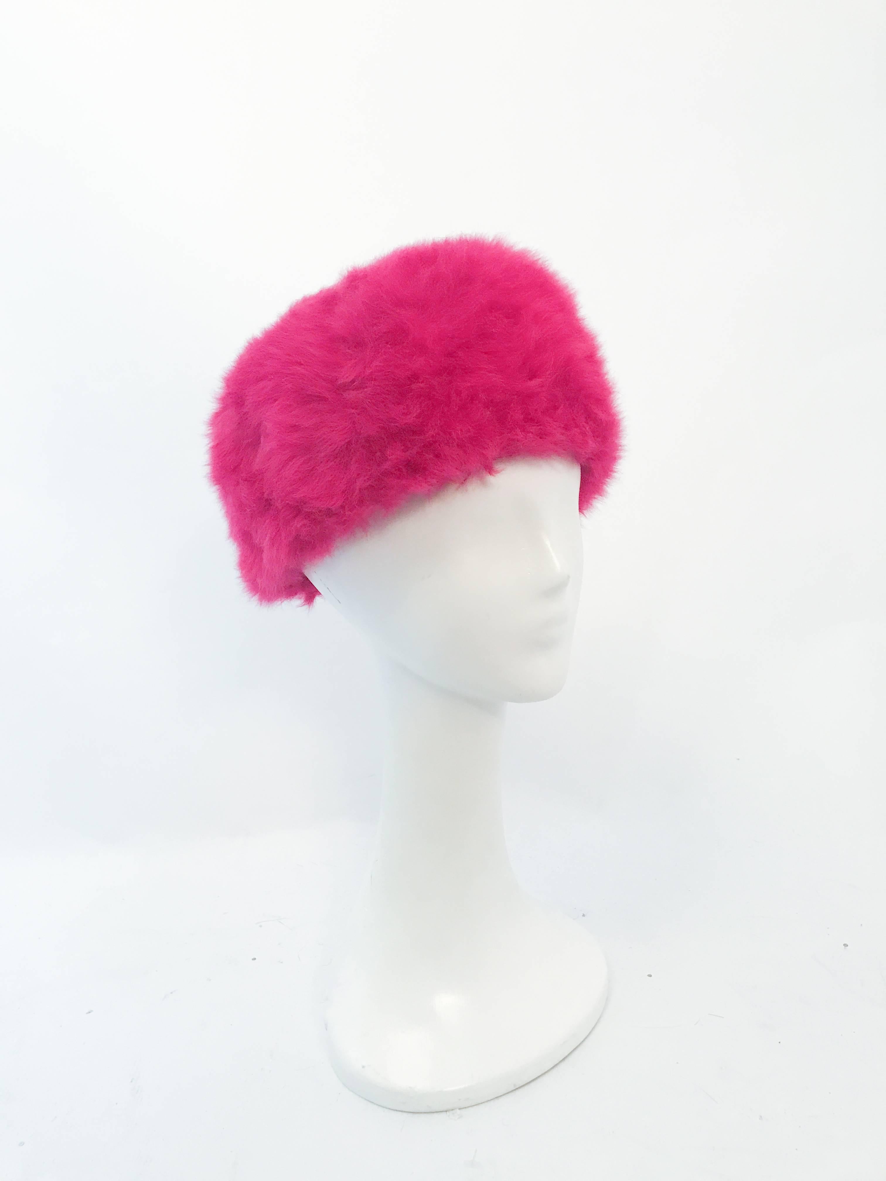 1960s Leslie James Magenta Angora Fur Felt Hat. 