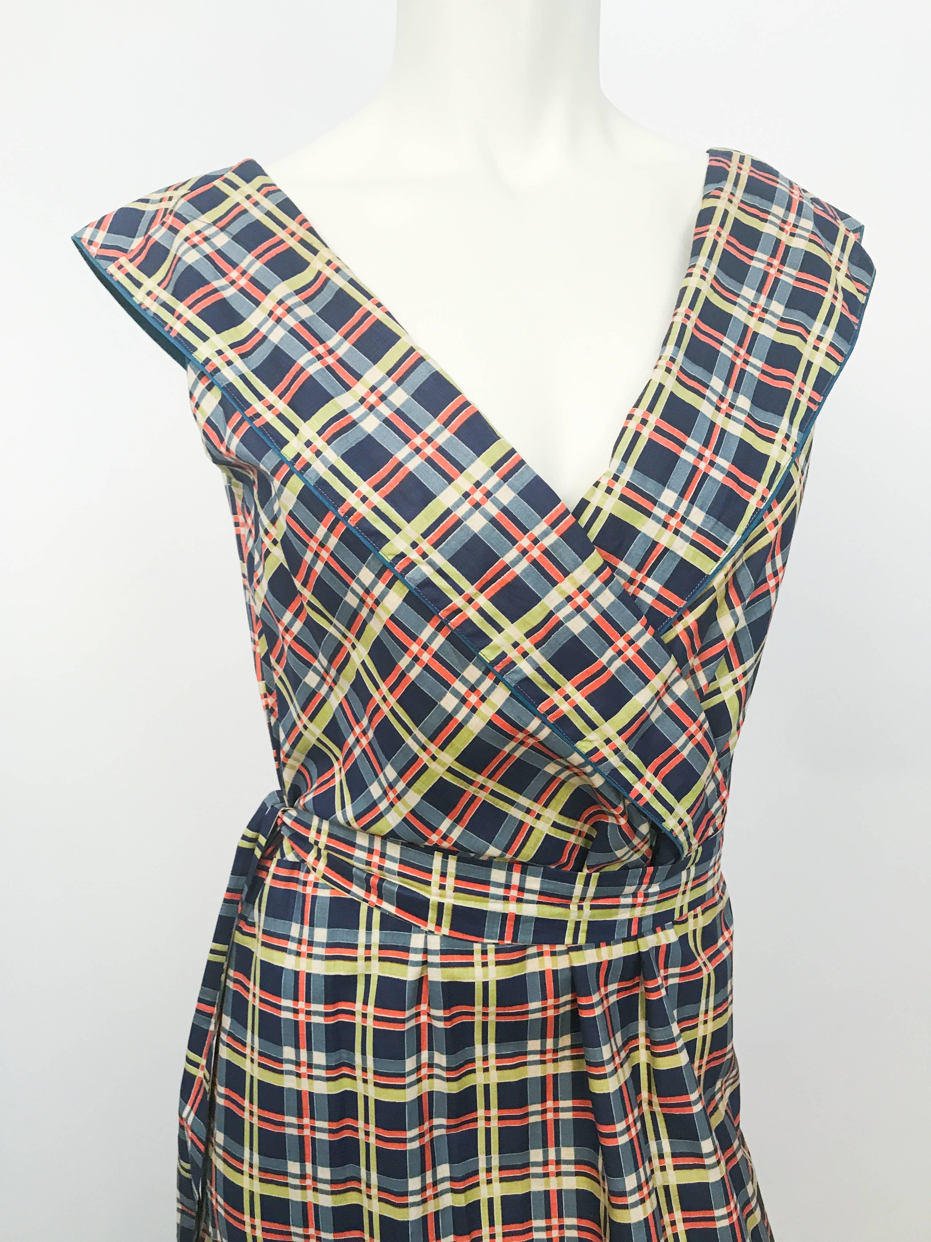 Gray 1930s Plaid Cotton Picnic Dress For Sale