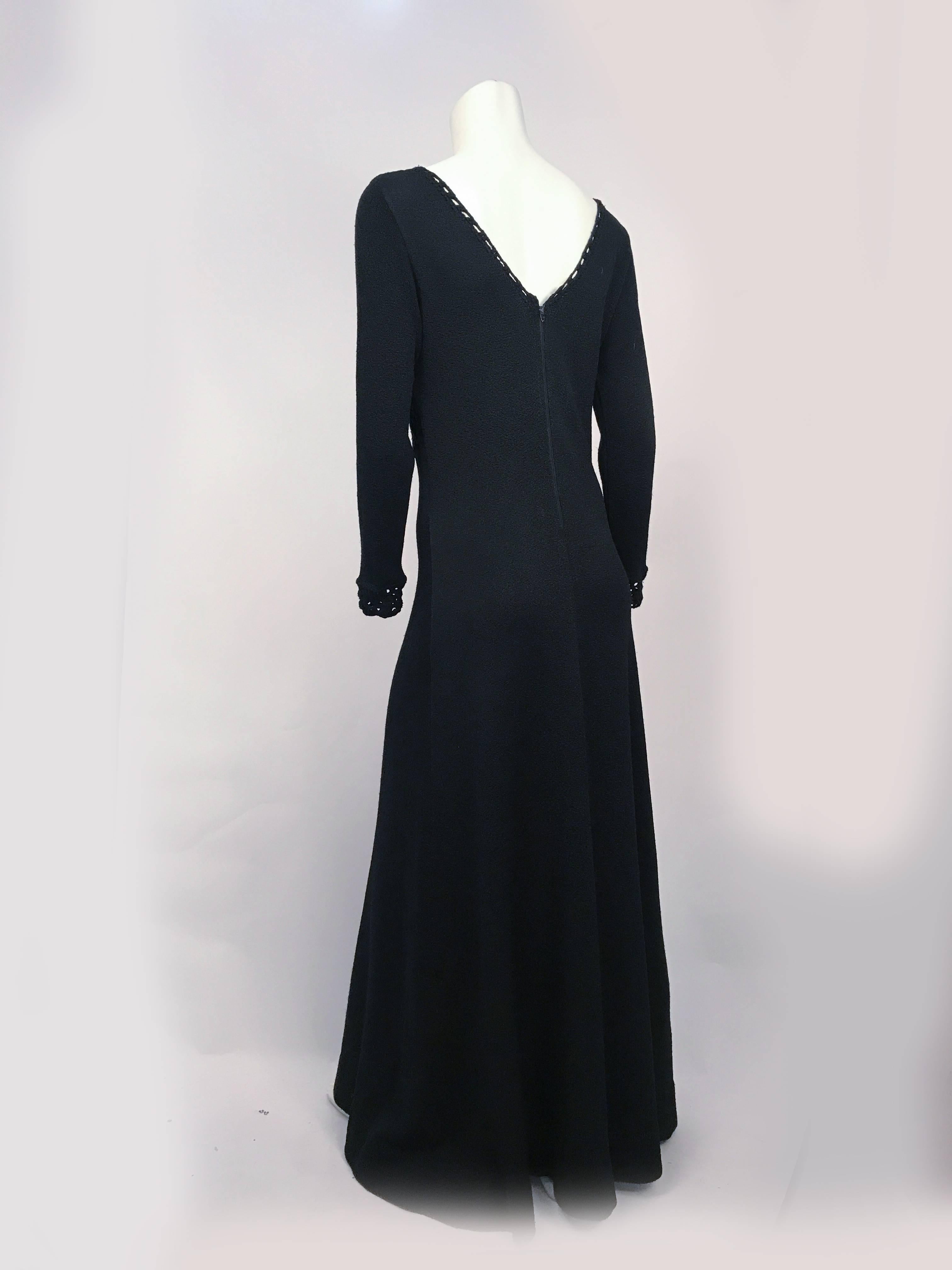 1970s Black Knit and Crochet Full Length Dress In Good Condition For Sale In San Francisco, CA