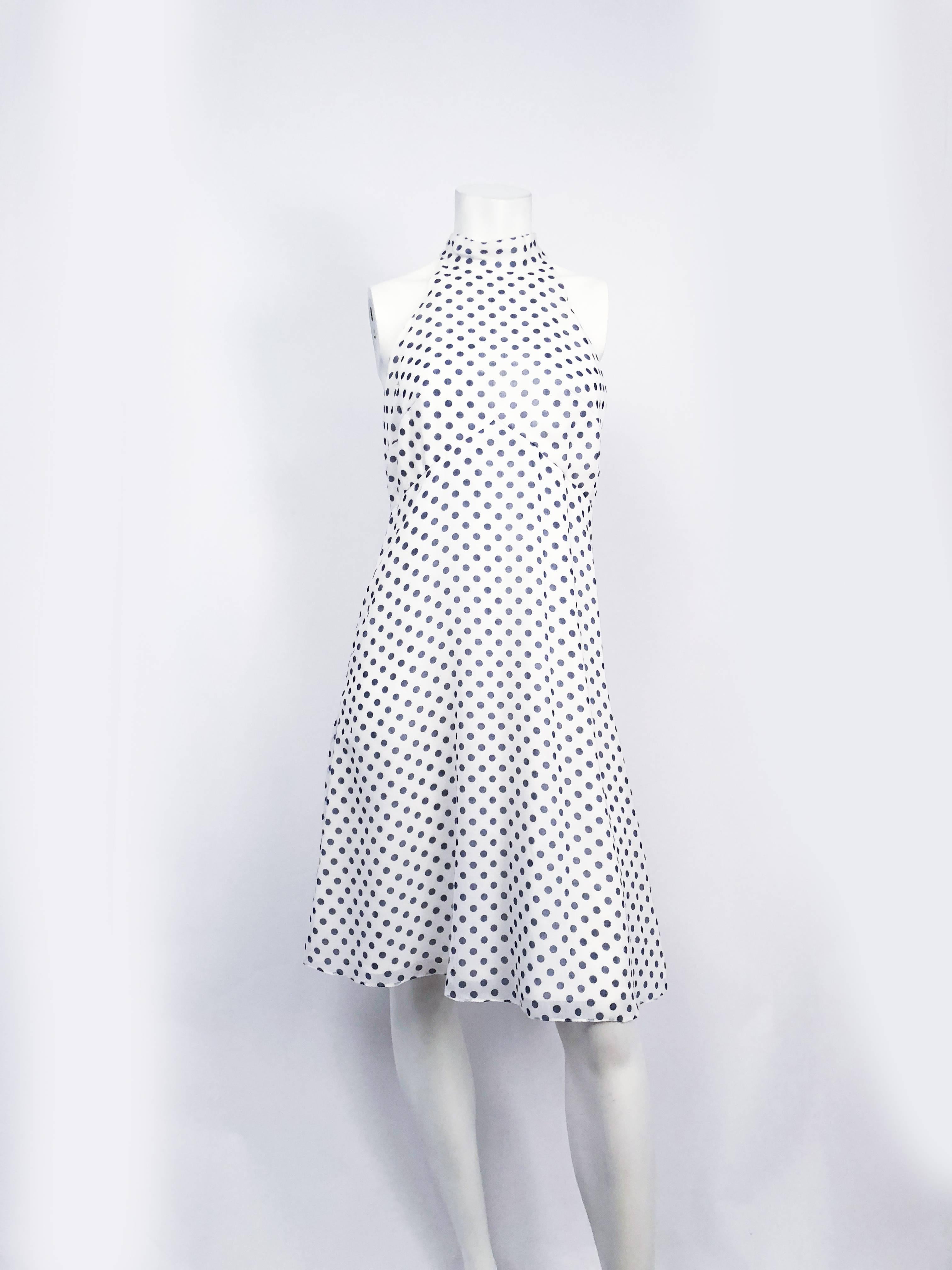 1960 Lord & Taylor - Vestito a polacchi bianchi e blu con bolero in vendita 1