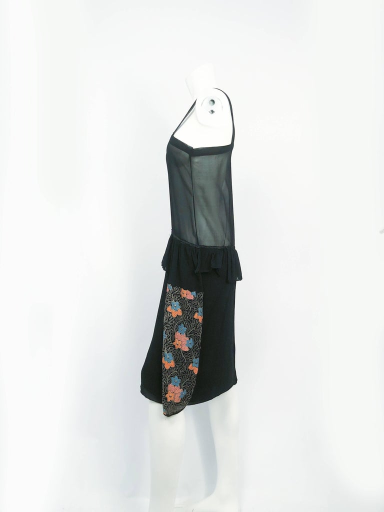 green emerald velvet dress 1920s Black Rayon Embellished Drop Waist Dress  Blossom Vintage