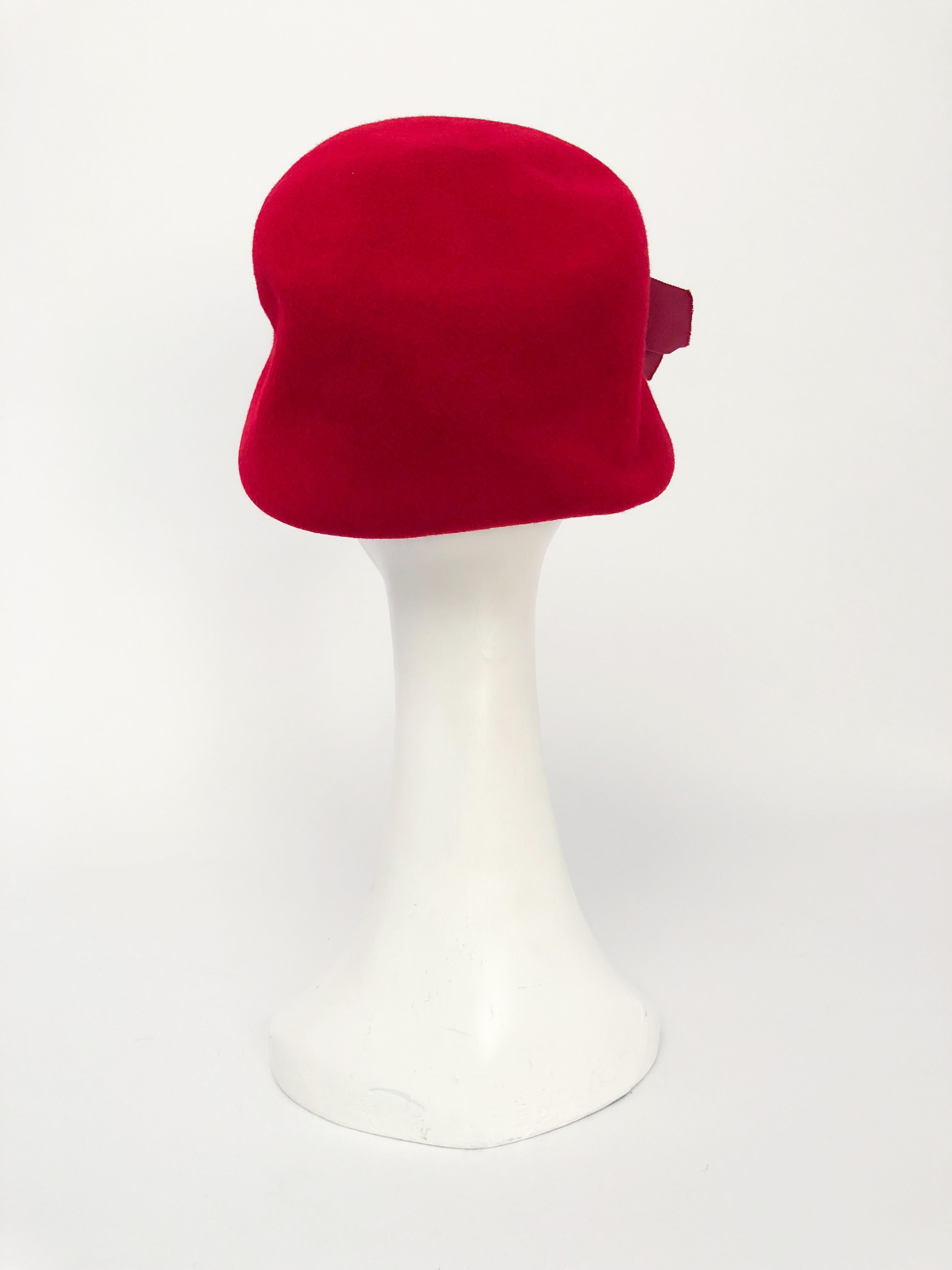 Red 1960s Cranberry Felt Bucket Hat