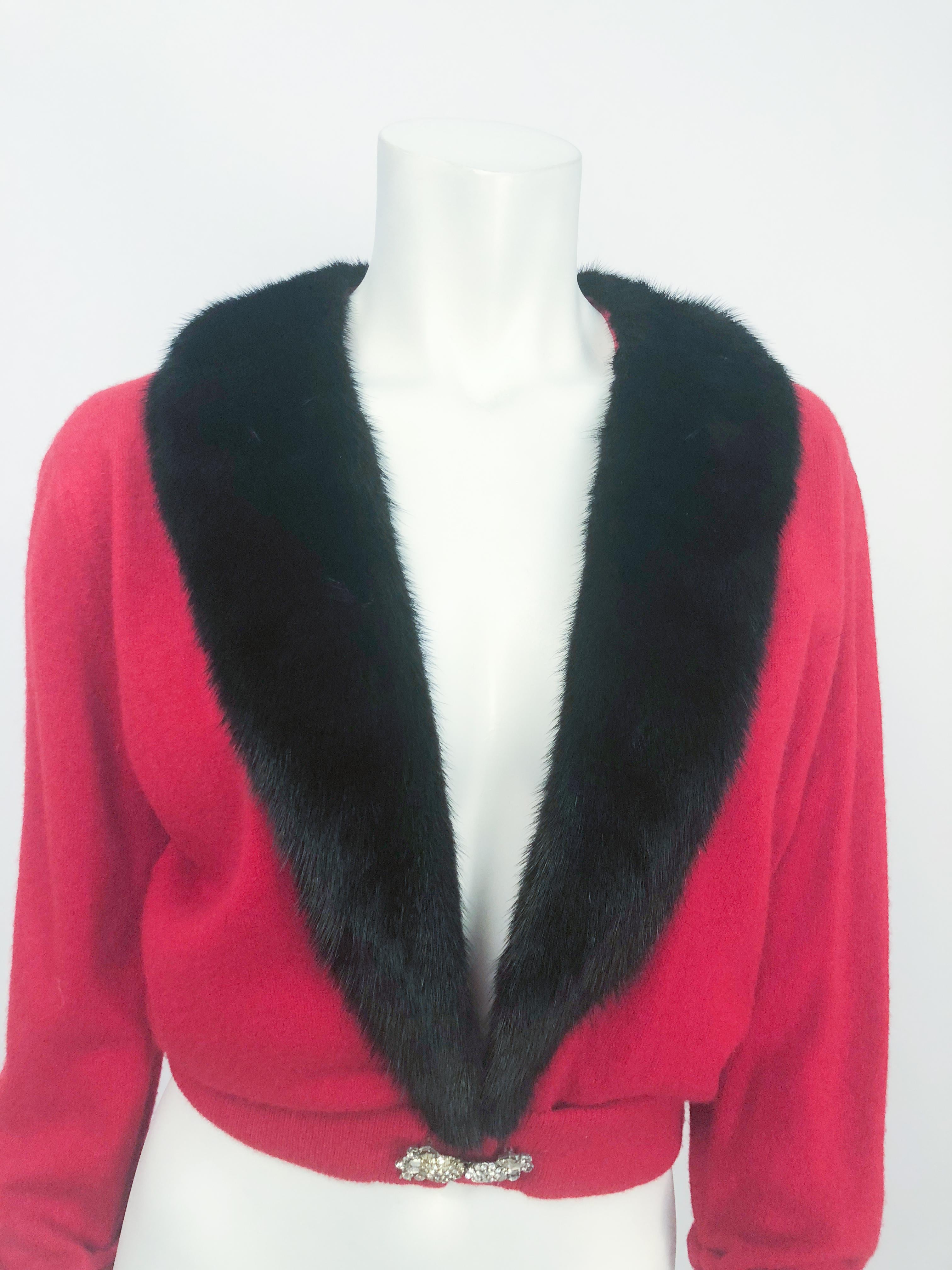 Women's 1950s Beth Fritz Red Cashmere Cardigan