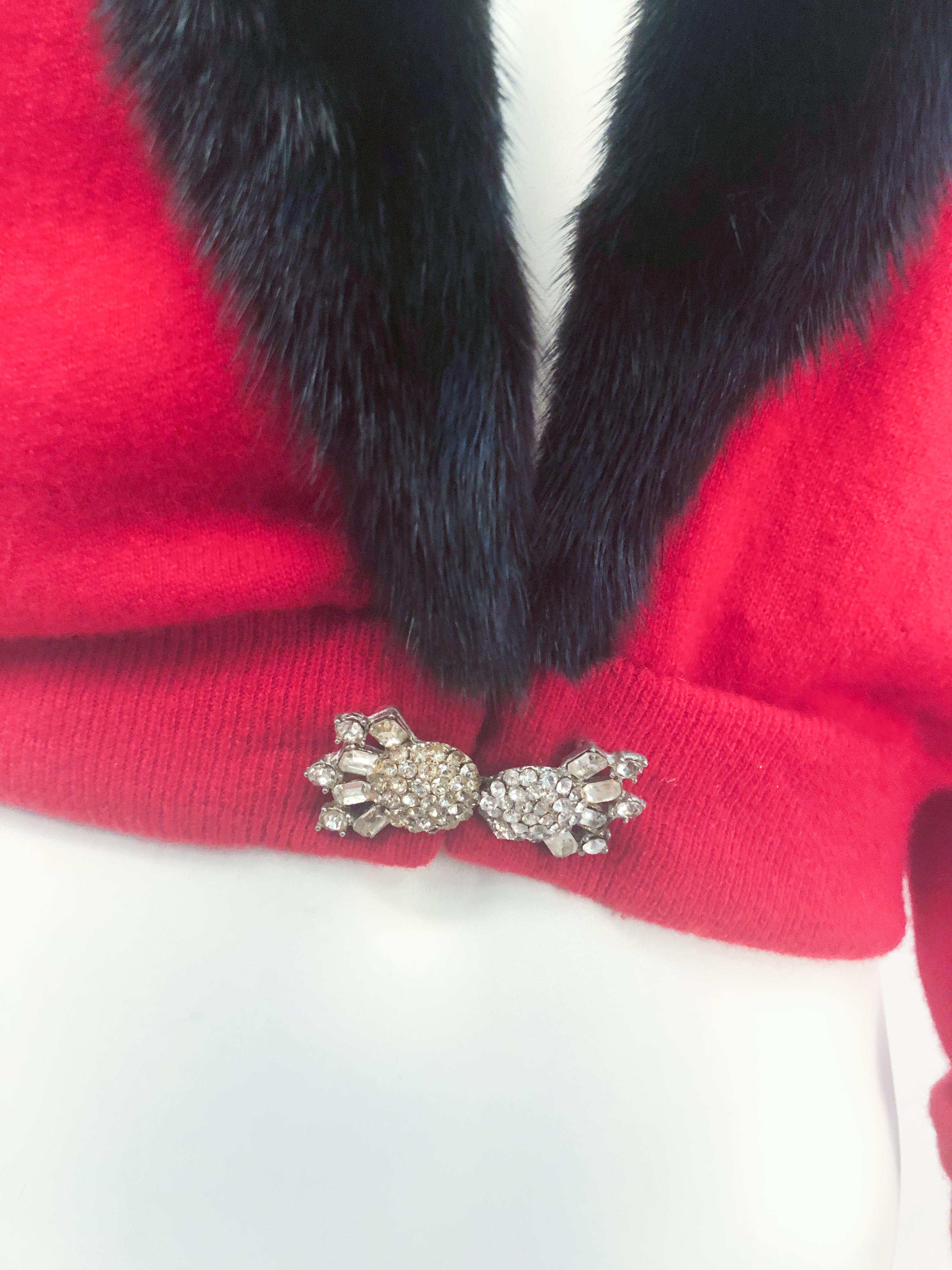 1950s Beth Fritz Red Cashmere Cardigan 1