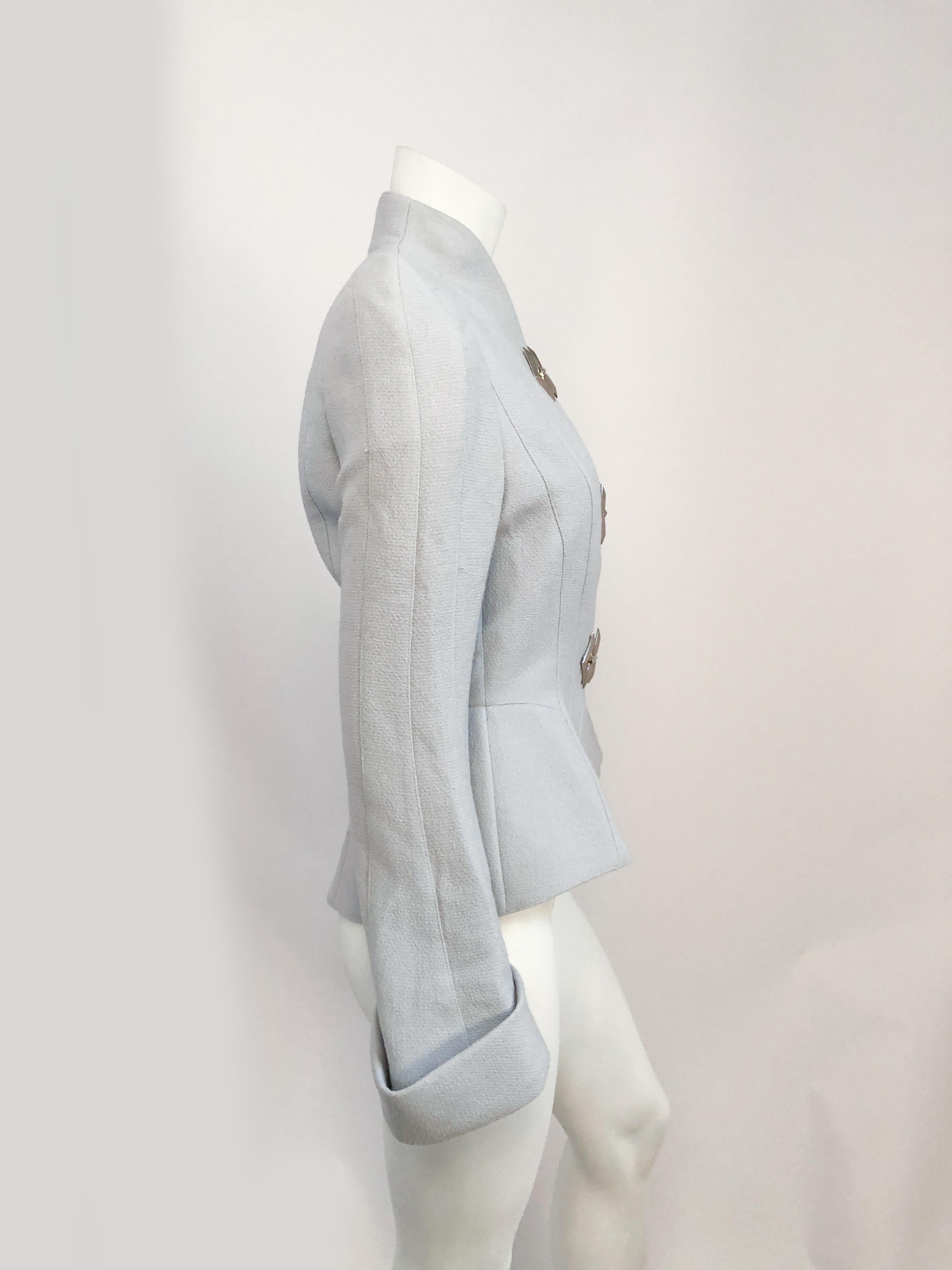 Gray 1980s Theirry Mugler Grey Paneled Jacket with Silver-toned Adornments