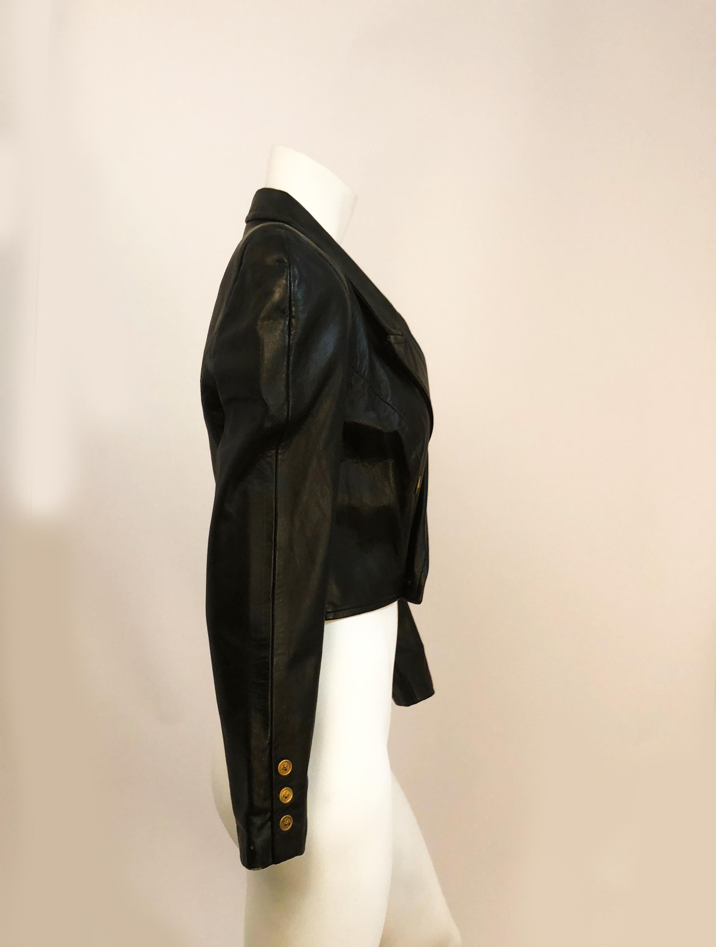 cropped jacket with metal buttons
