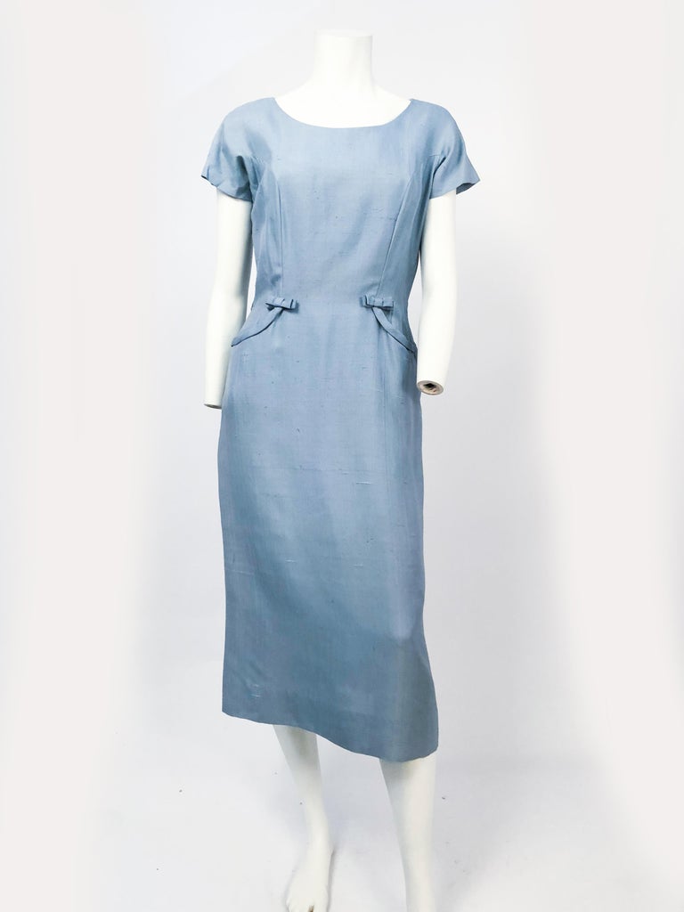 1950s Periwinkle Blue Silk Dress With Matching Suit Jacket at 1stDibs ...