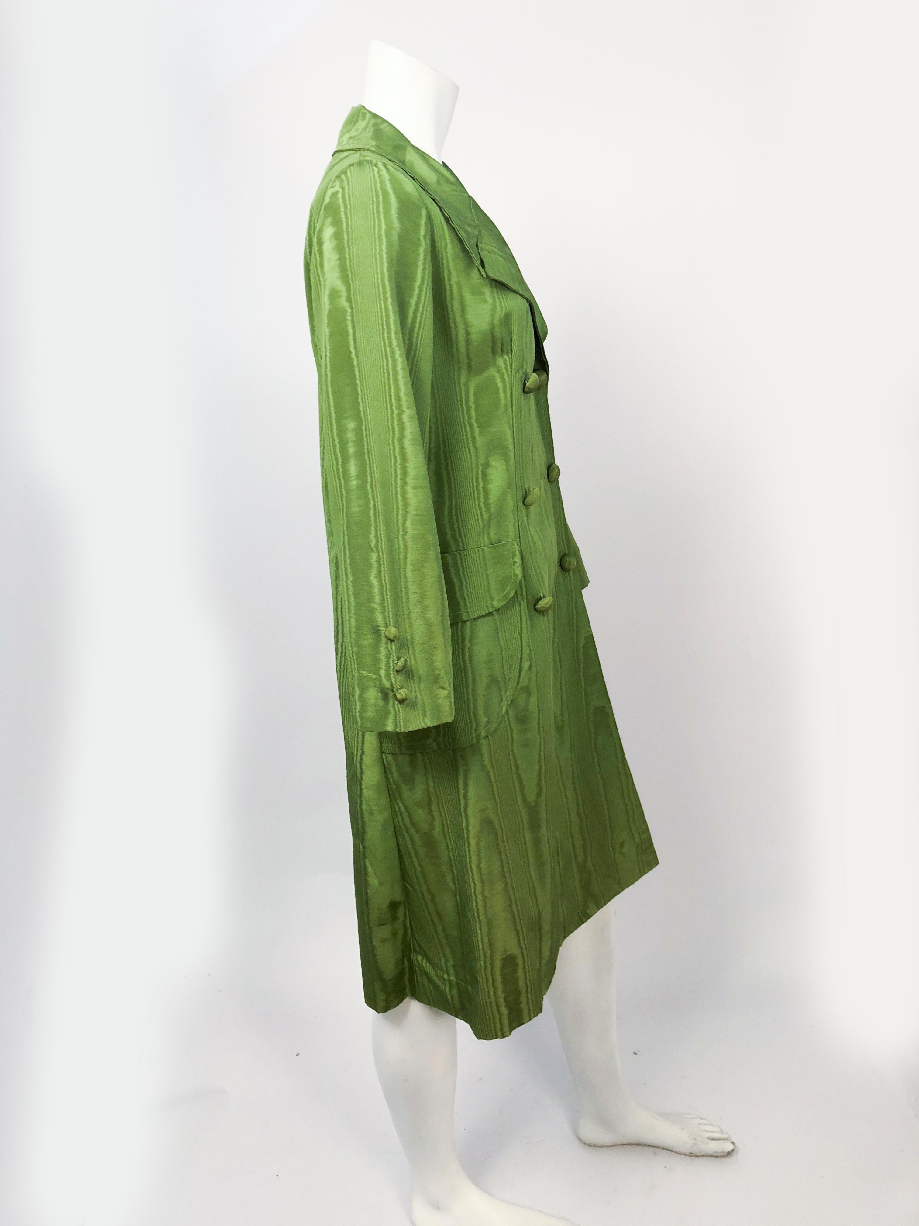 1970s Avocado Green Moire Coat 1