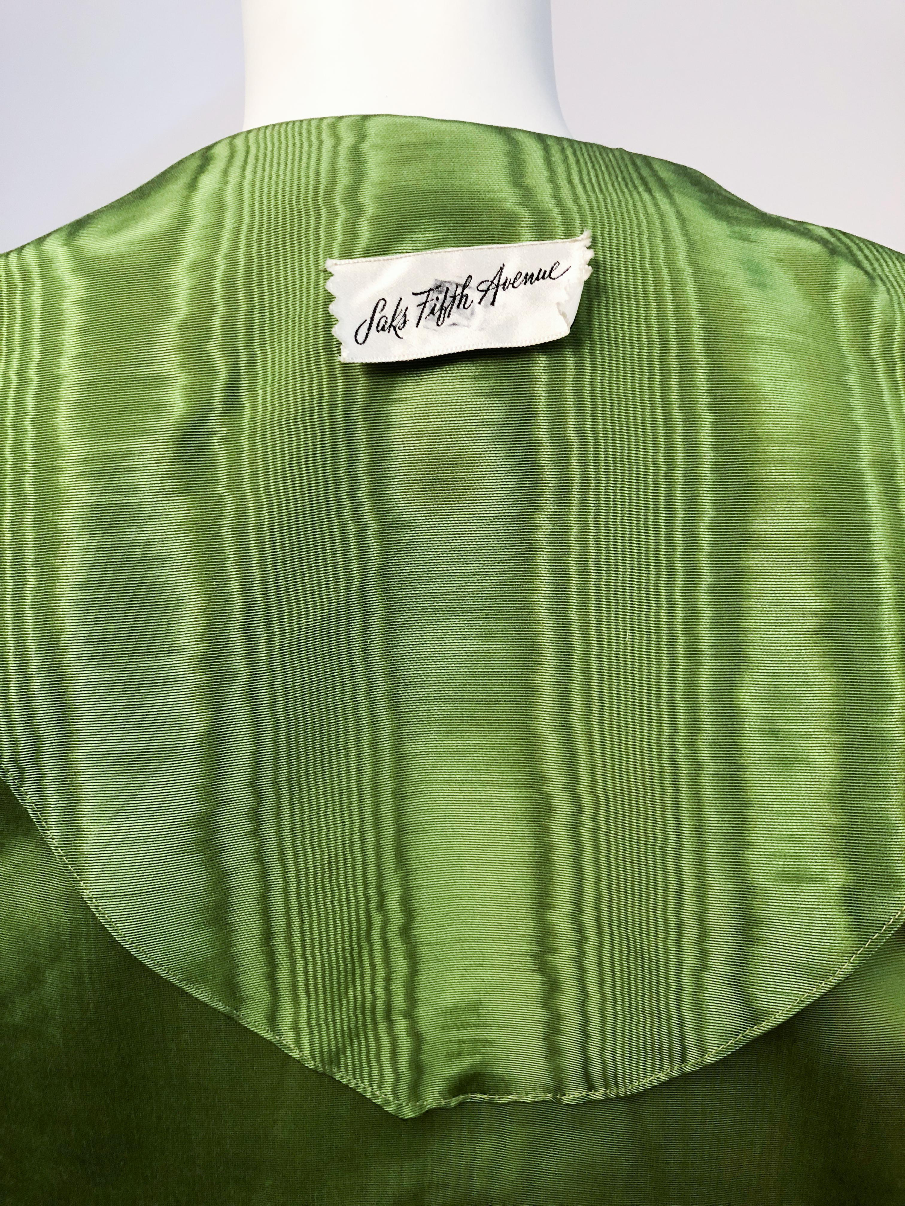 1970s Avocado Green Moire Coat 3