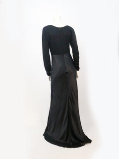 1990s Donald Deal Black Knit and Satin Dress