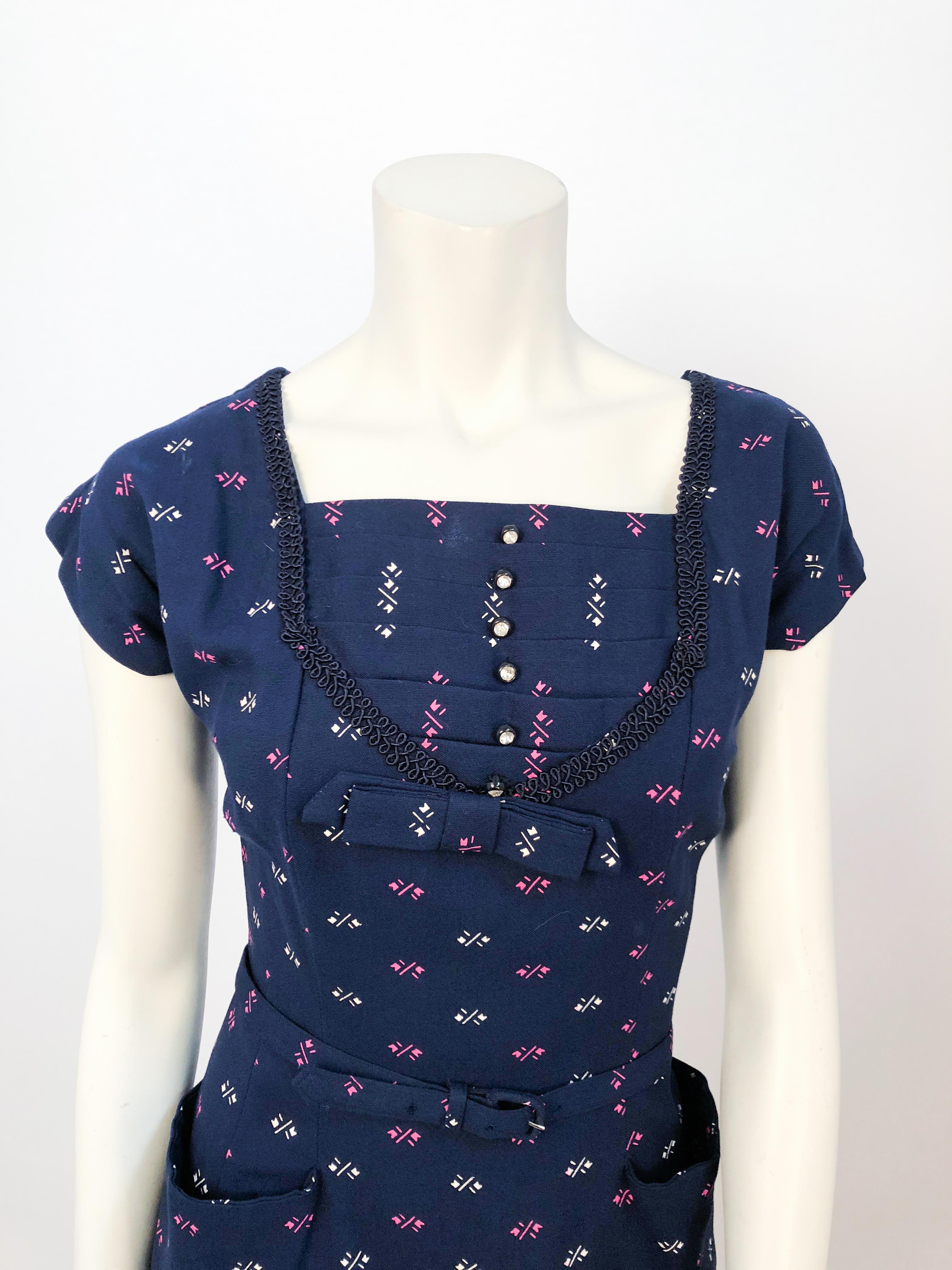 1950s Navy Printed Set In Good Condition For Sale In San Francisco, CA