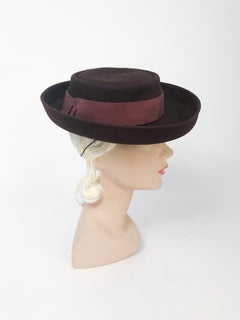 1940s Brown Fur Felt Perch Hat