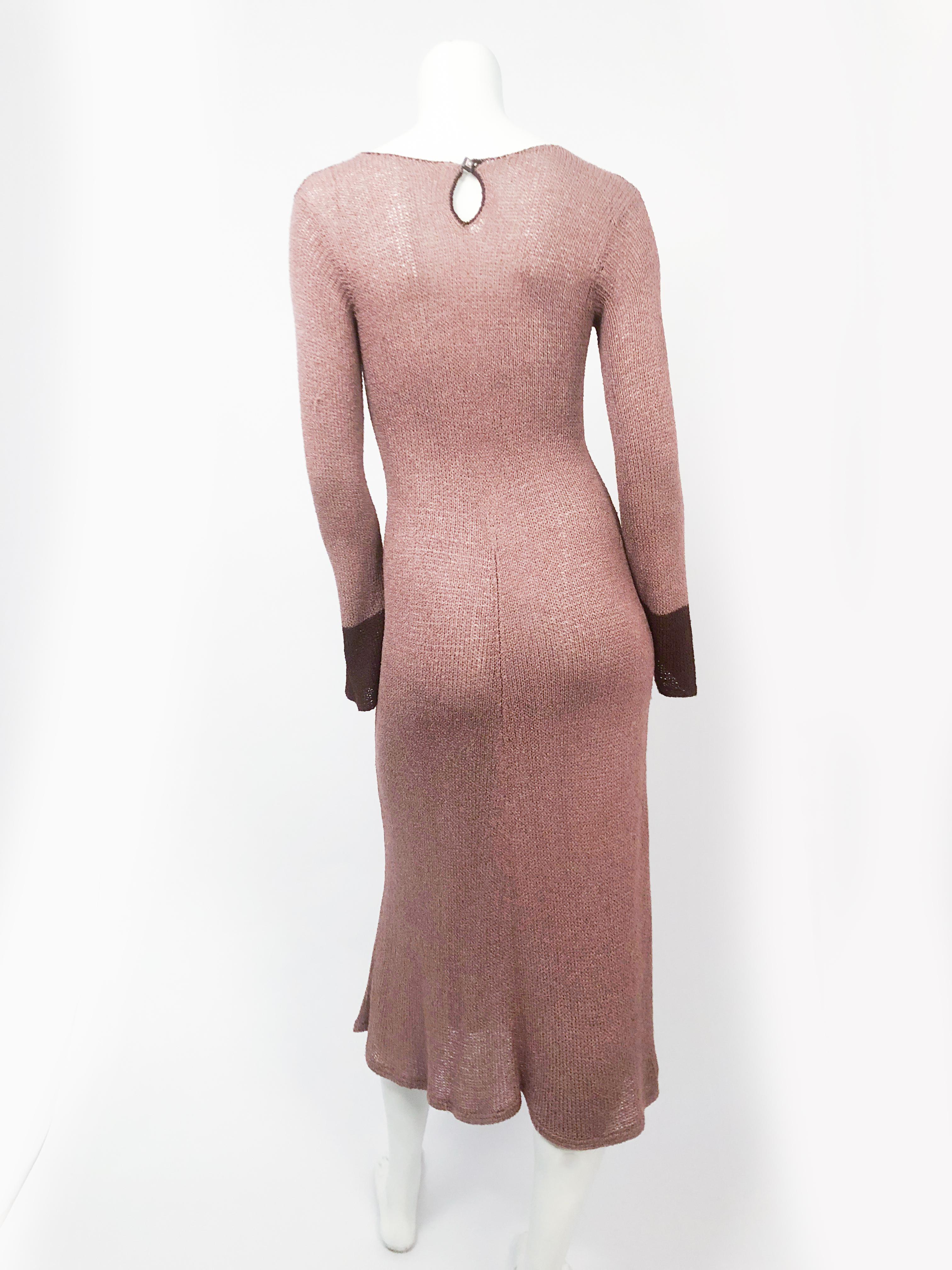 1930s Brown Knit Silk Dress In Good Condition In San Francisco, CA