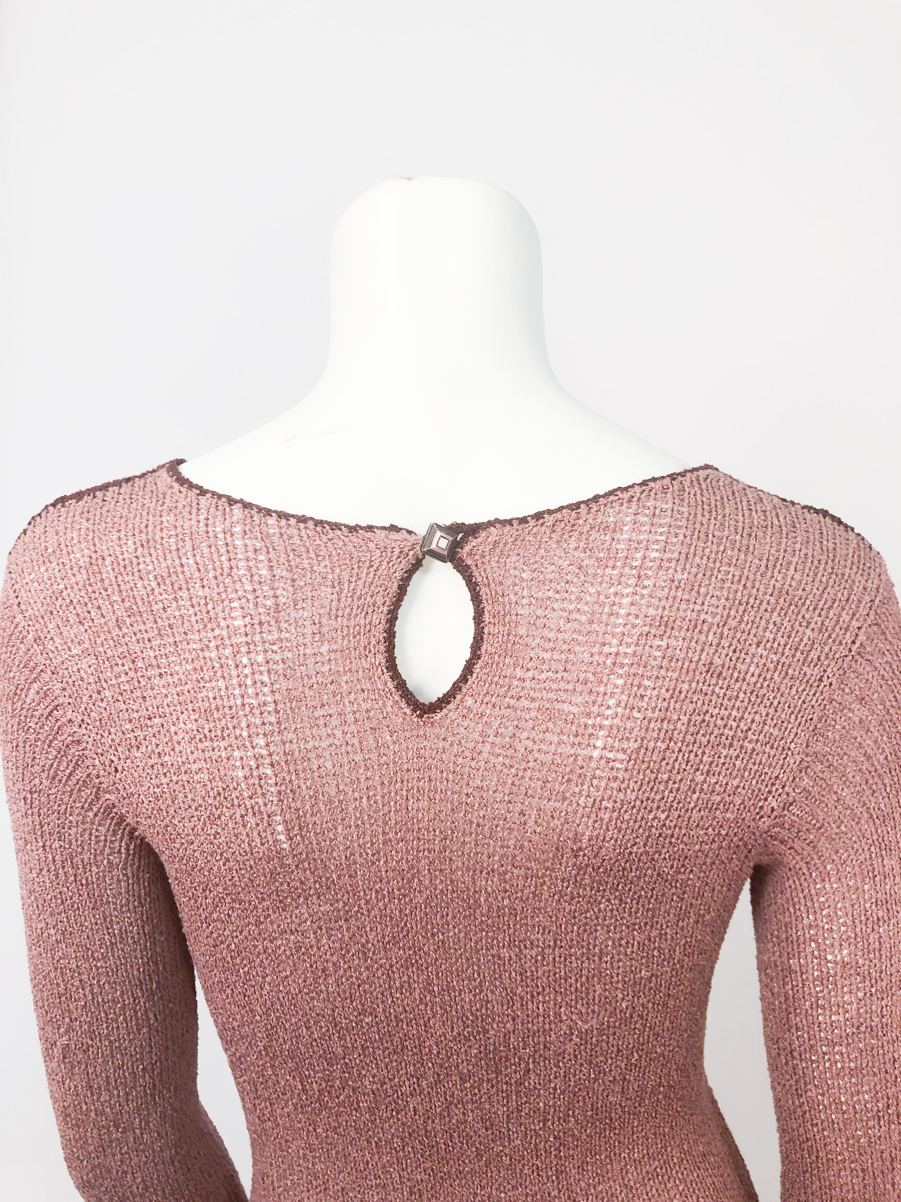 1930s Brown Knit Silk Dress 1