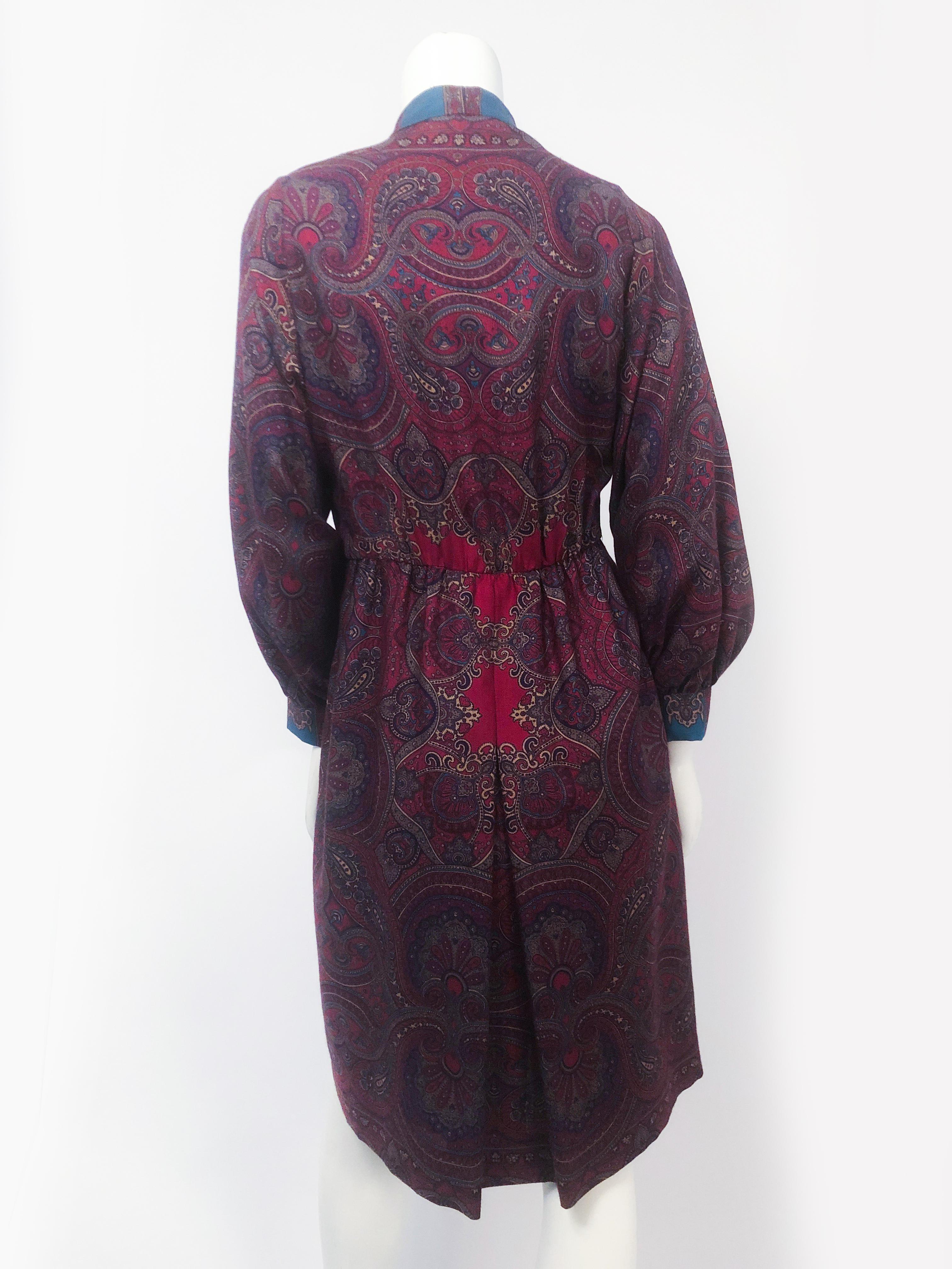 Women's or Men's 1960s Helga Howie Jewel Toned Paisley Dress For Sale