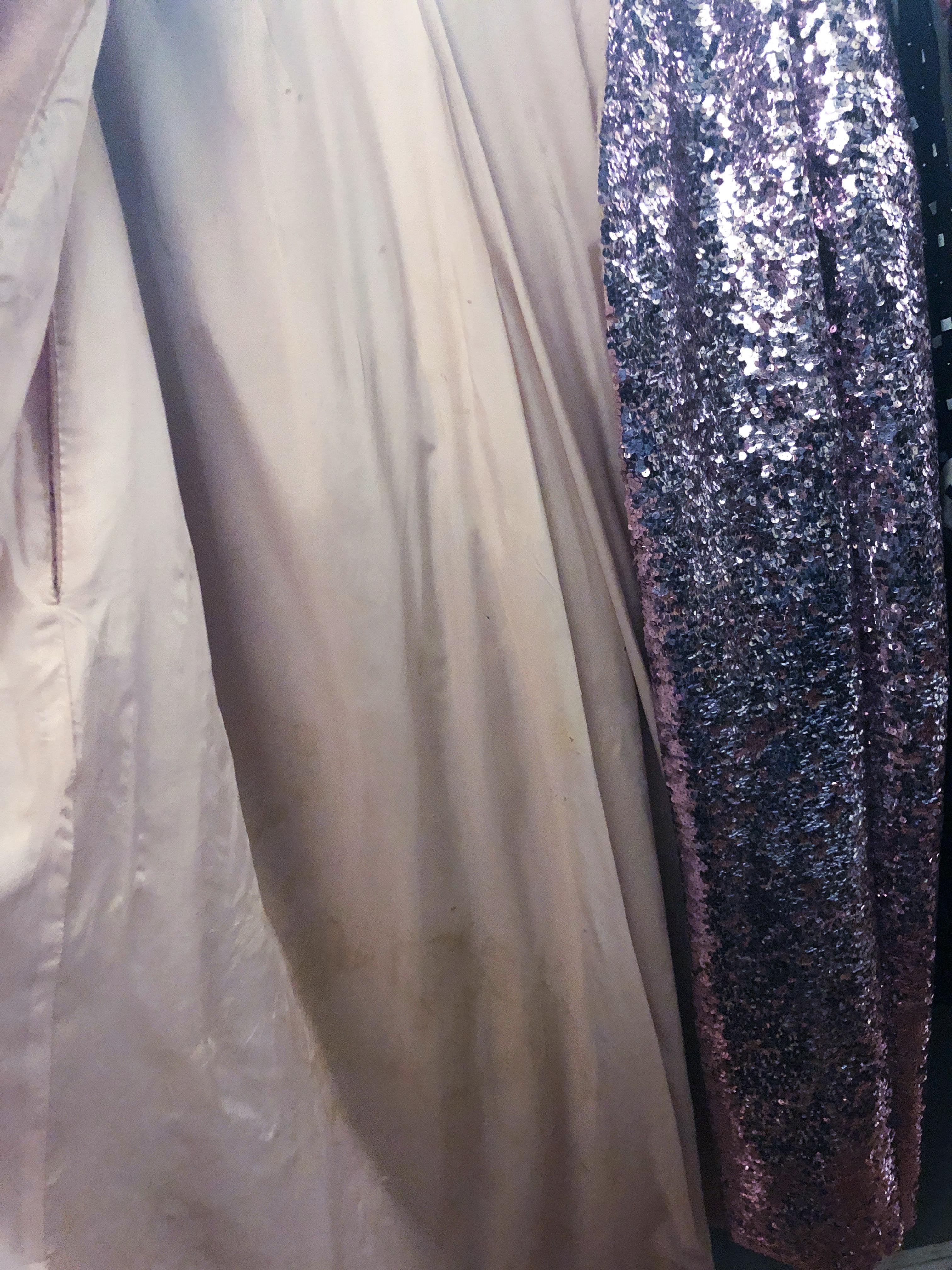 1960s Pink Sequin Full Length Cape 1