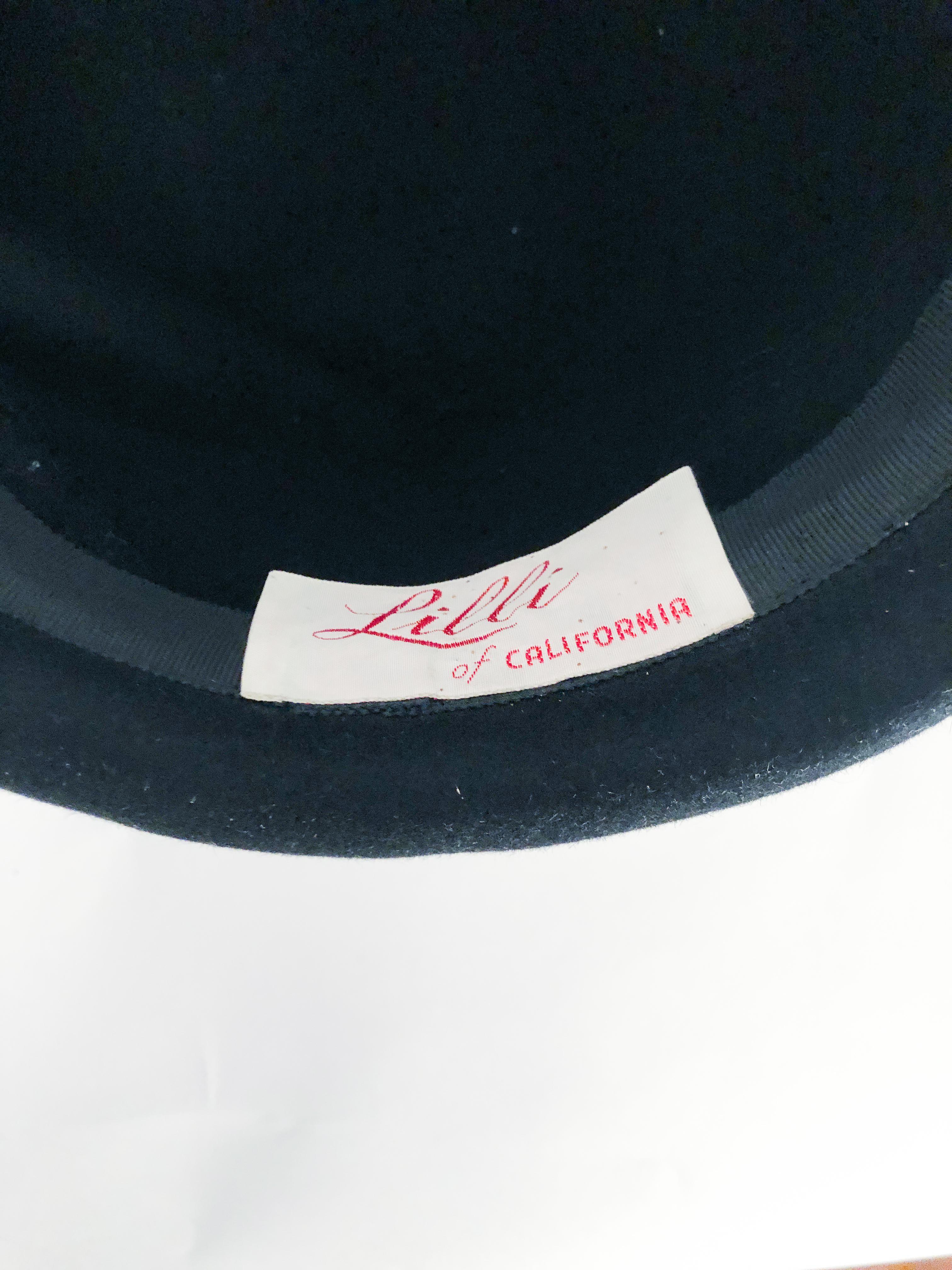 1960s Lilli Black Cashmere Cloche with Satin Charmeuse Bow and Band 5