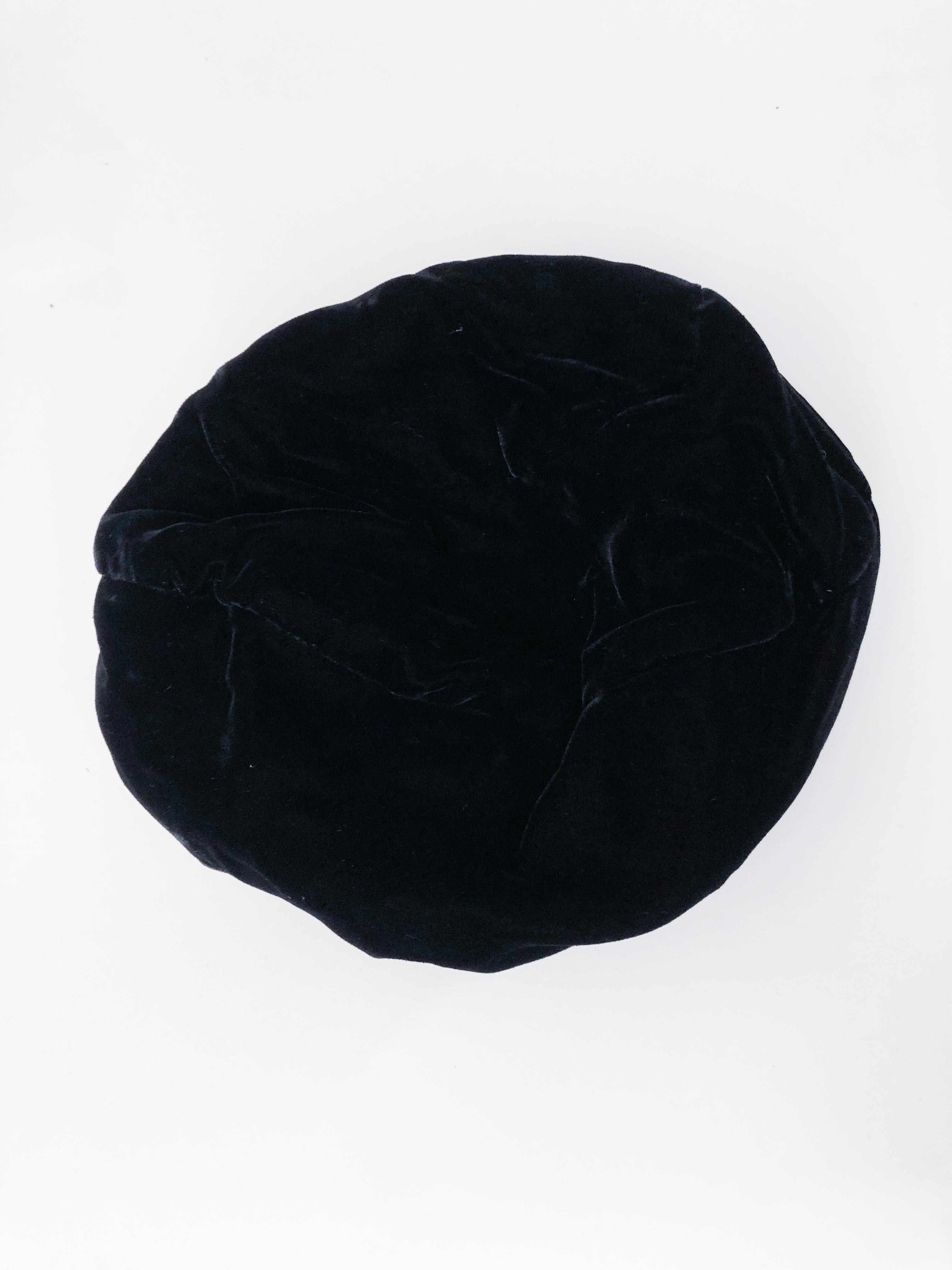 Women's 1960s Black Velvet Turban  For Sale