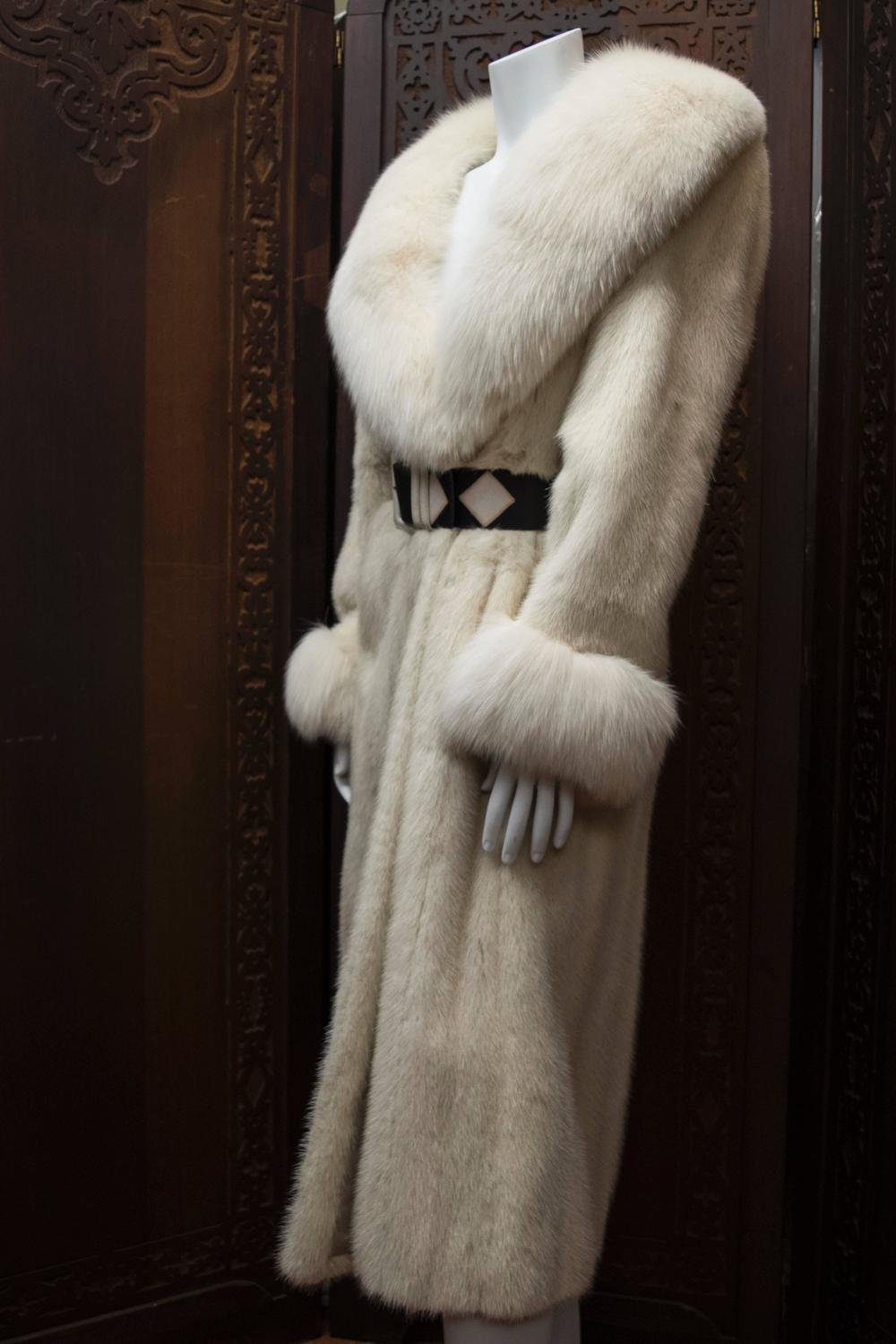 Christian Dior Fourrure Fox Trimmed White Mink Fur Coat at 1stdibs