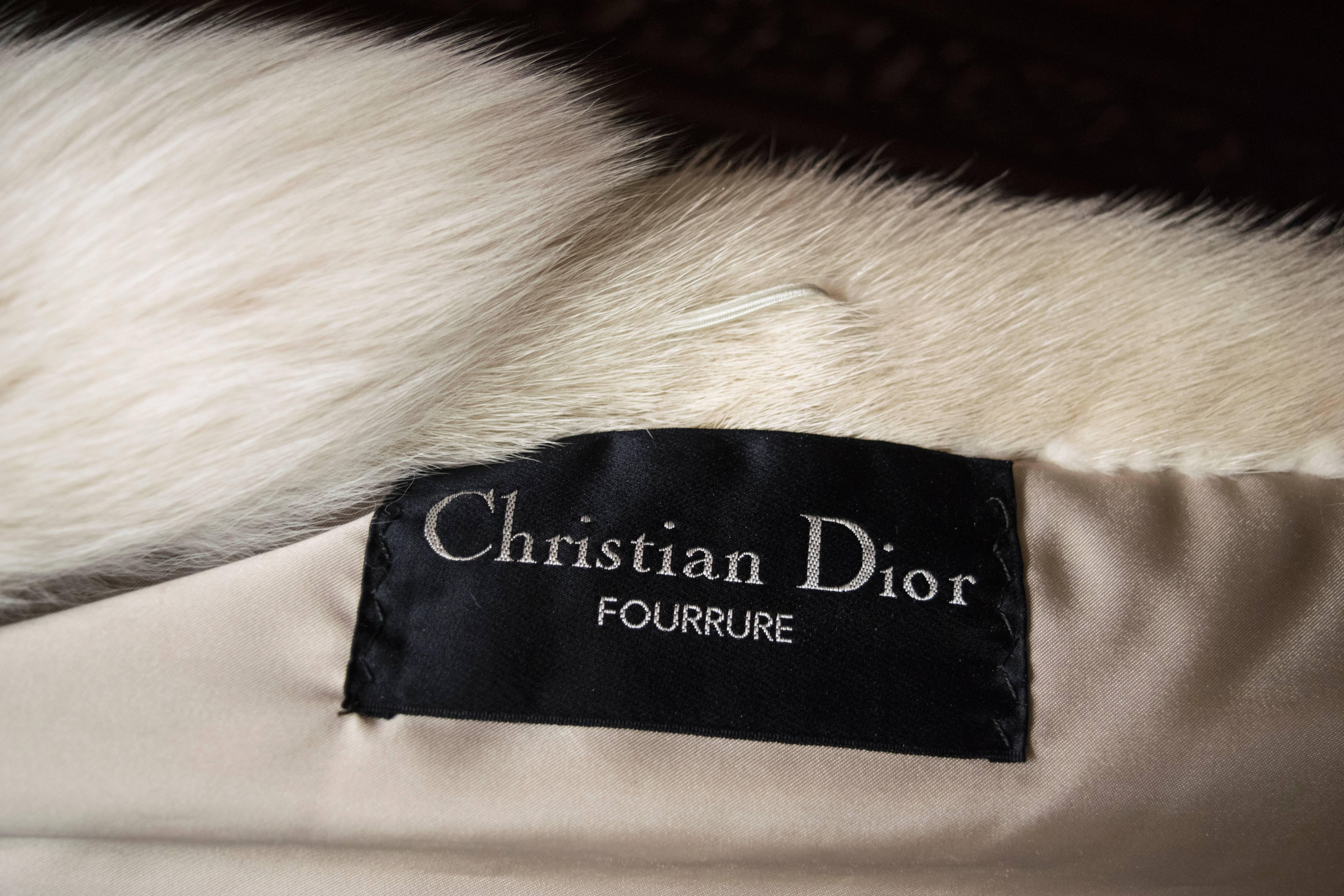 Christian Dior Fourrure Fox Trimmed White Mink Fur Coat In Excellent Condition In San Francisco, CA
