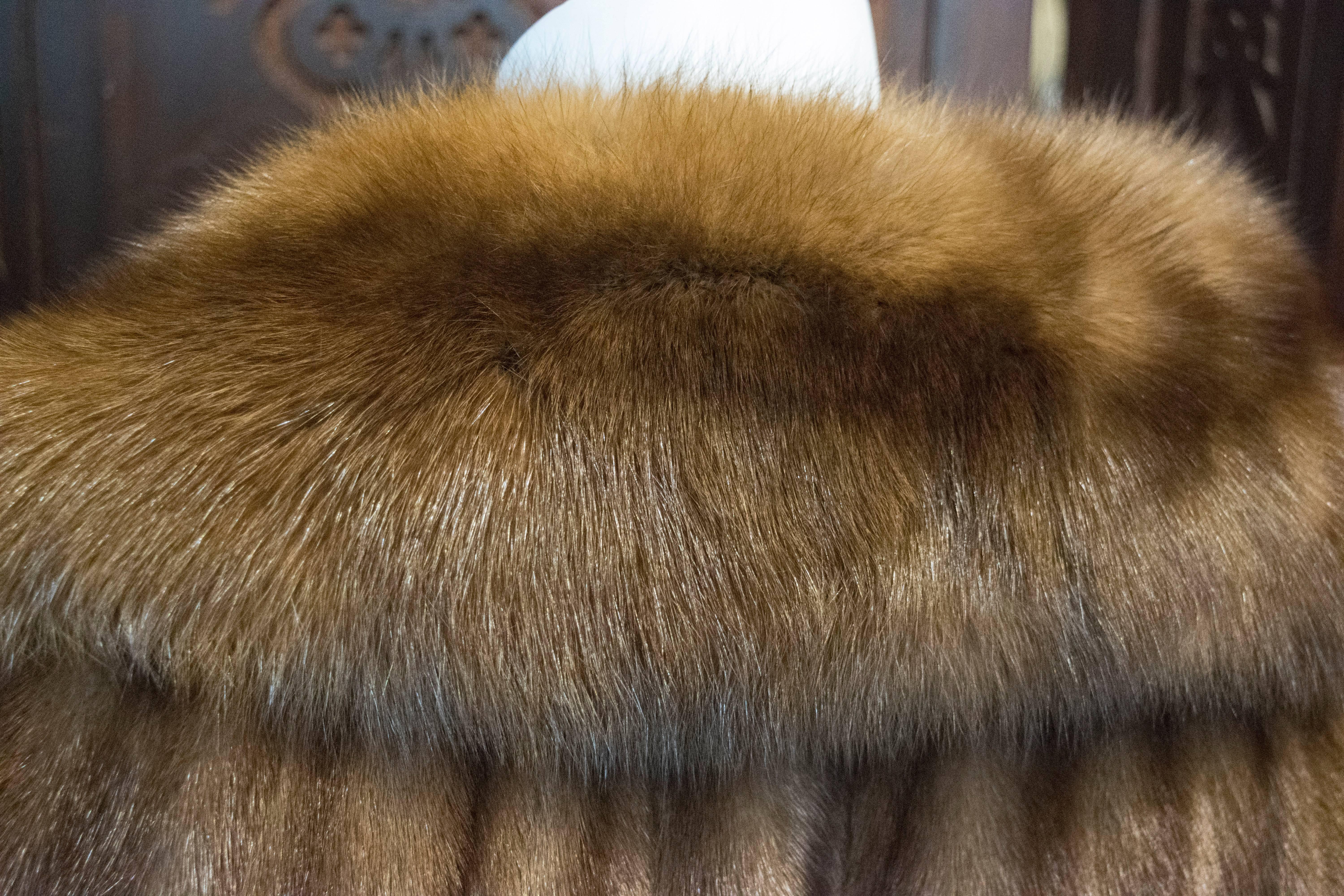 Mink and Sable Trimmed Fur Coat In Good Condition In San Francisco, CA