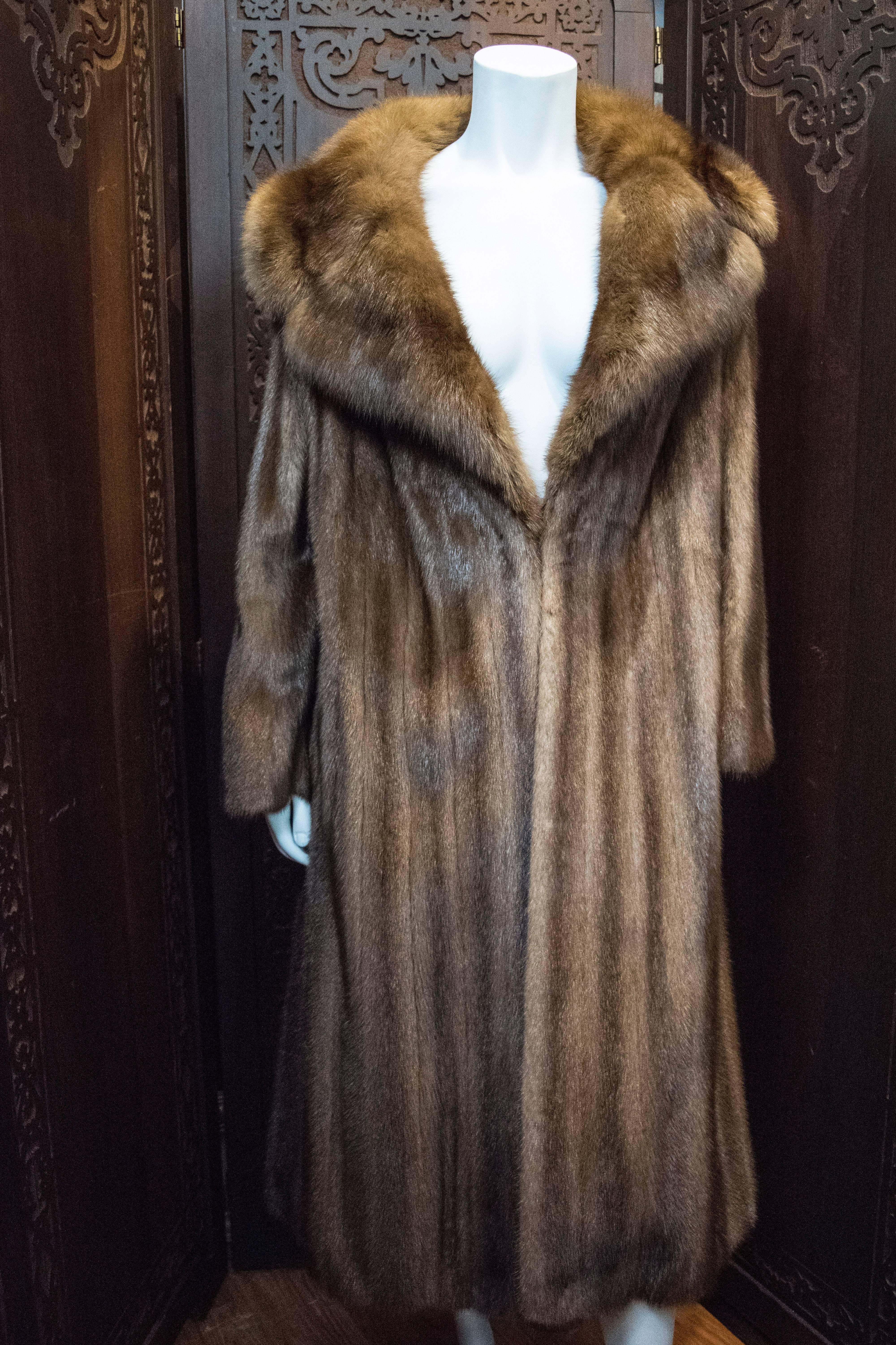 Women's Mink and Sable Trimmed Fur Coat