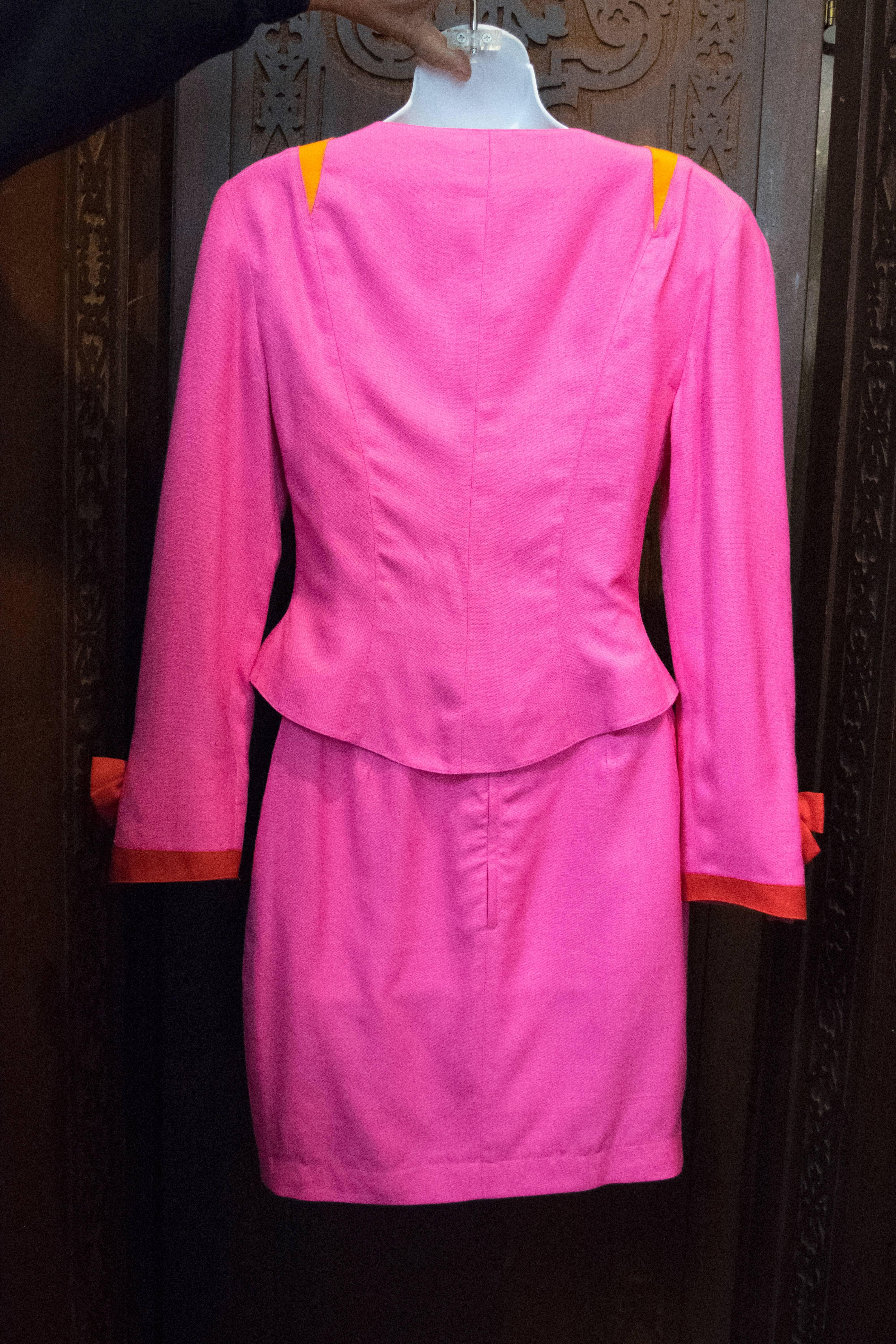 1980s Thierry Mugler Two Piece Pink Suit 2