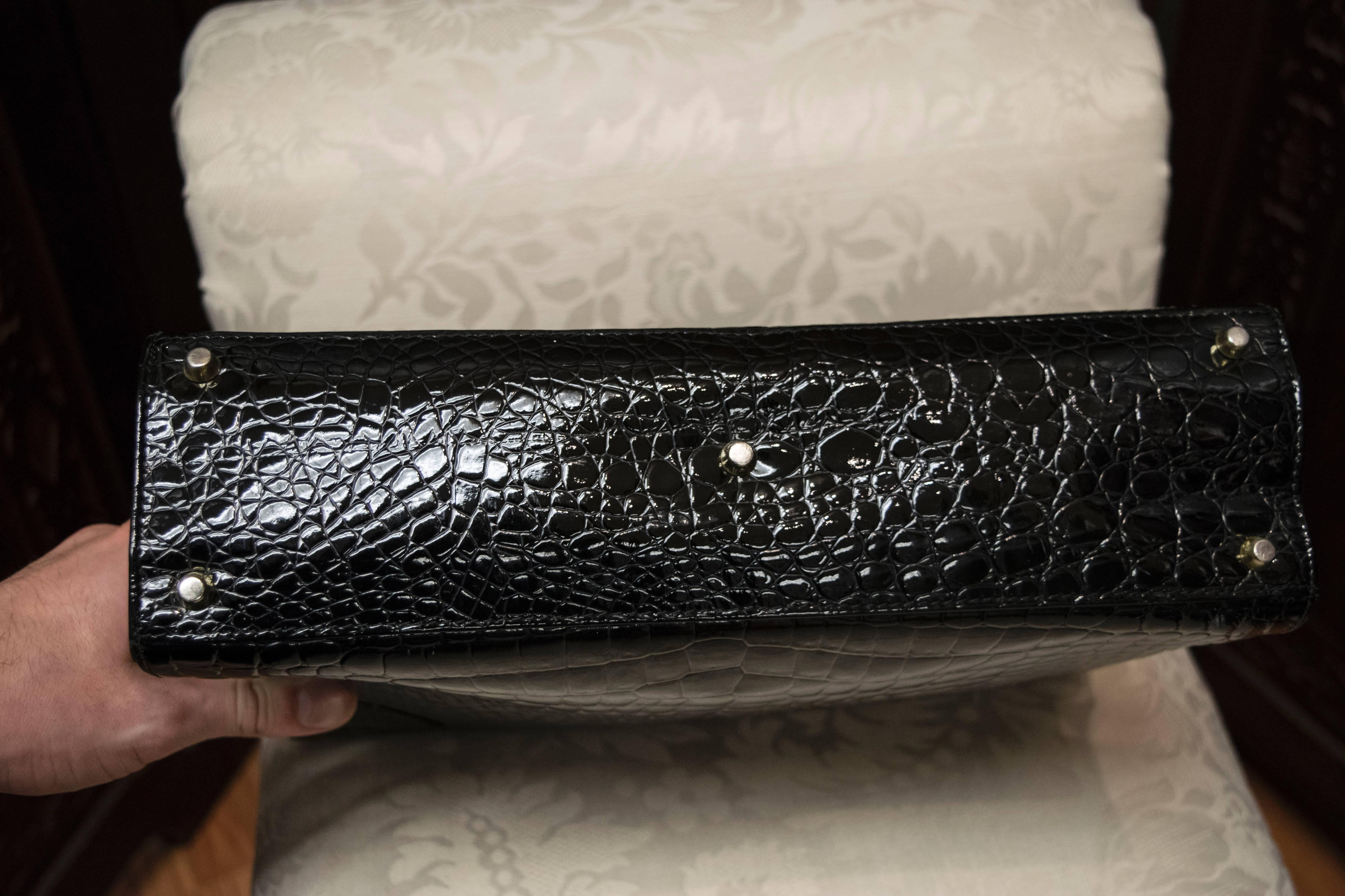 1980s Gianni Versace Embossed Crocodile Handbag 2
