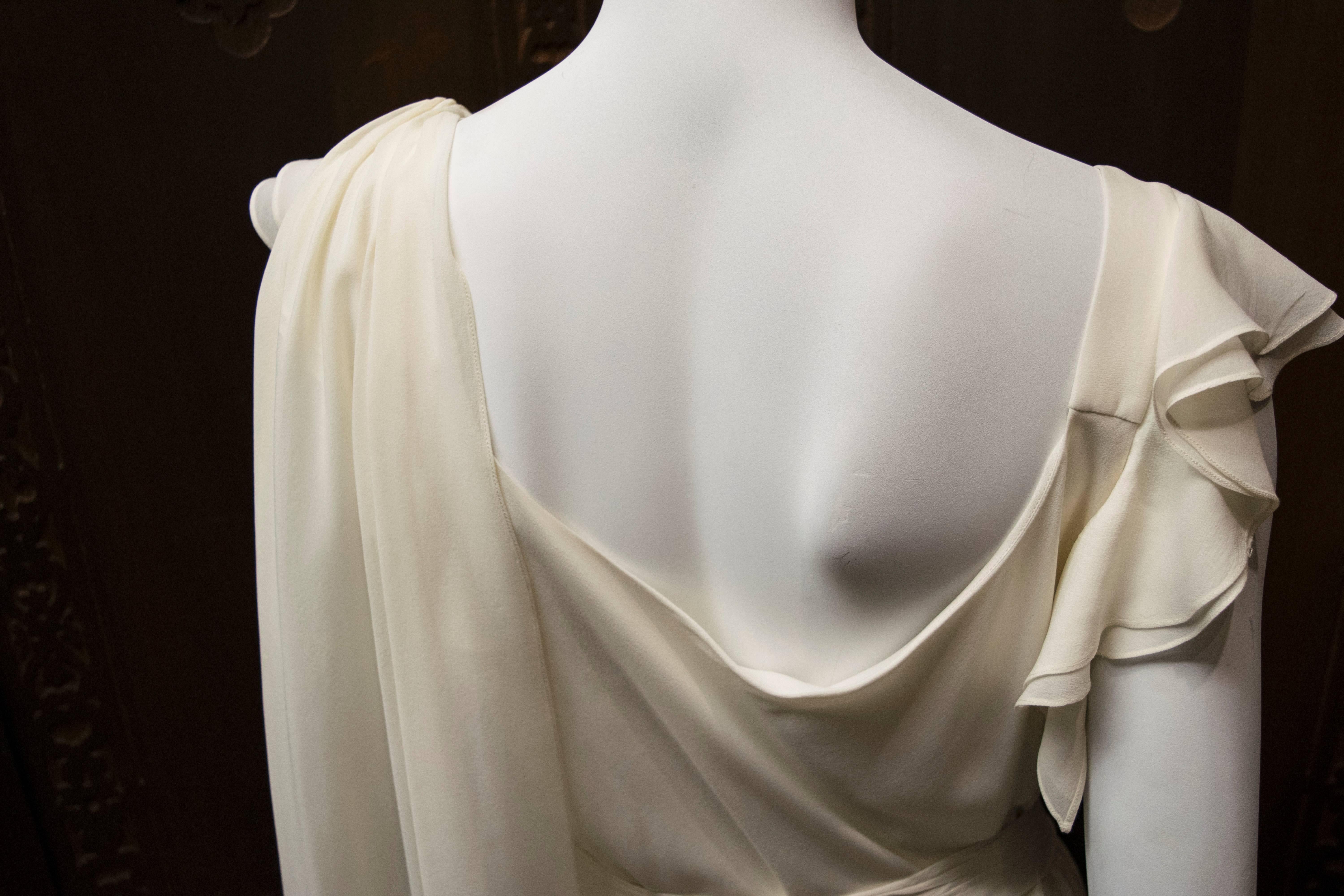 1930's Ivory Silk Chiffon Grecian Dress In Good Condition In San Francisco, CA