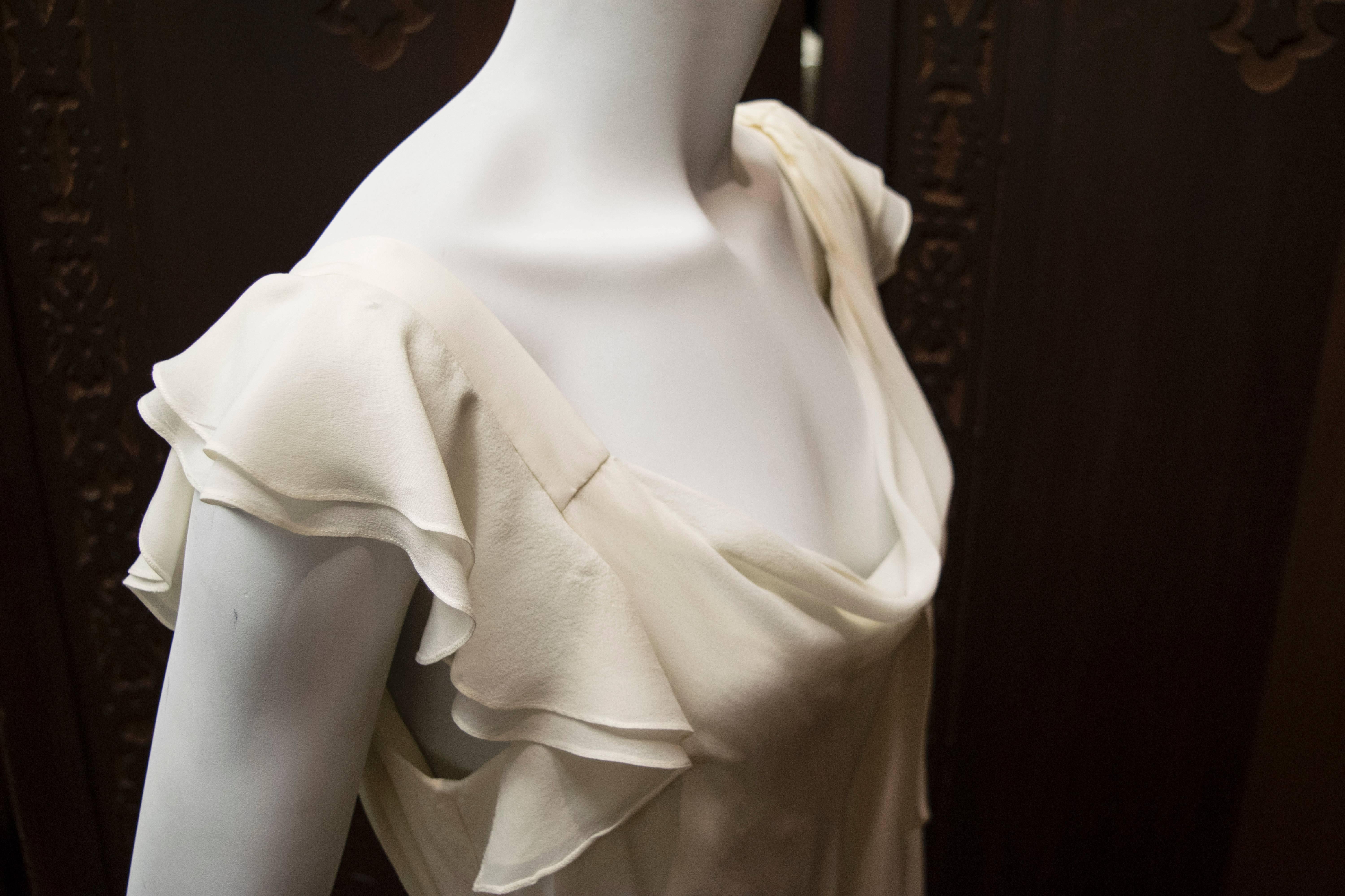 Women's 1930's Ivory Silk Chiffon Grecian Dress