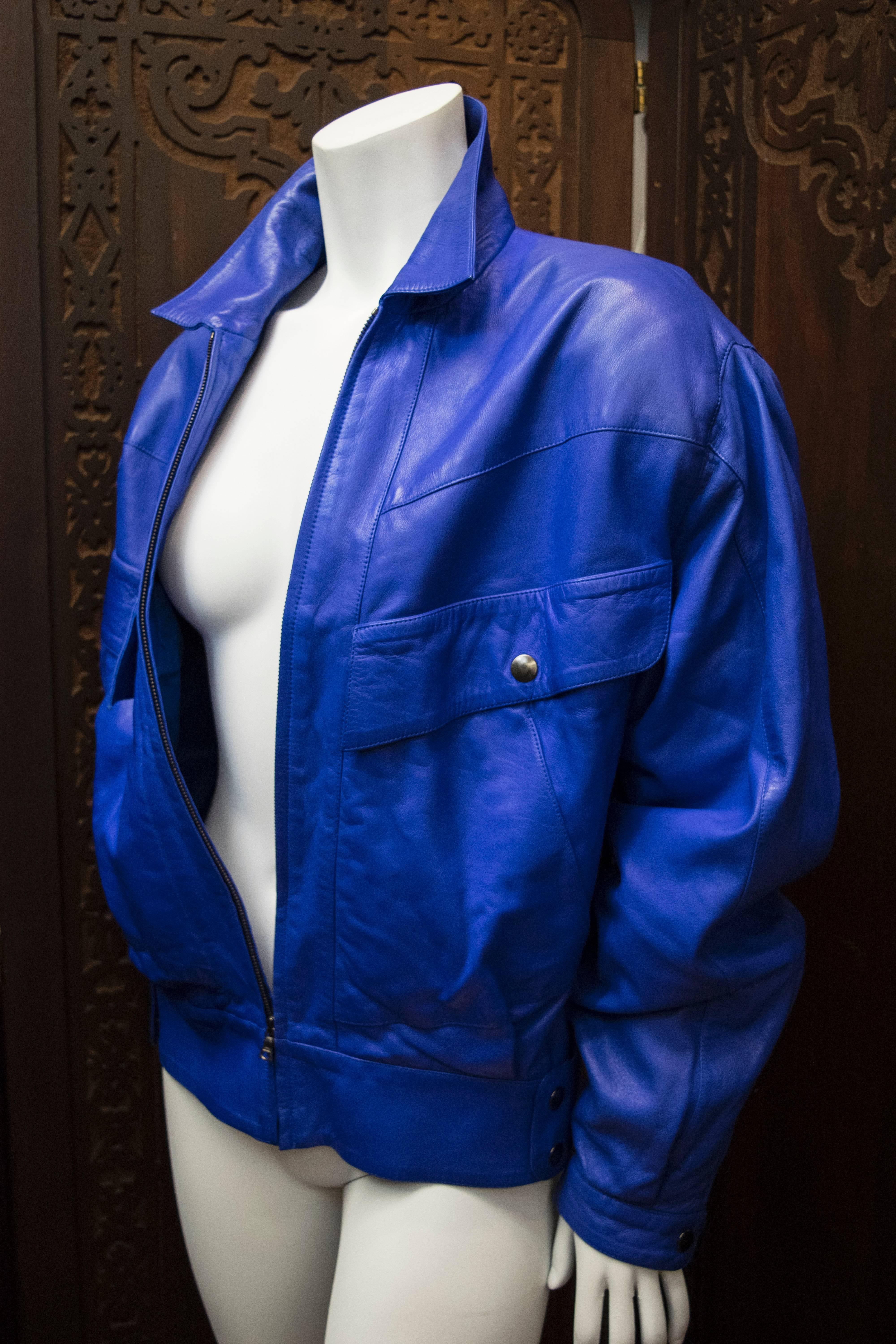 Claude Montana Blue Lambs Leather Jacket 1