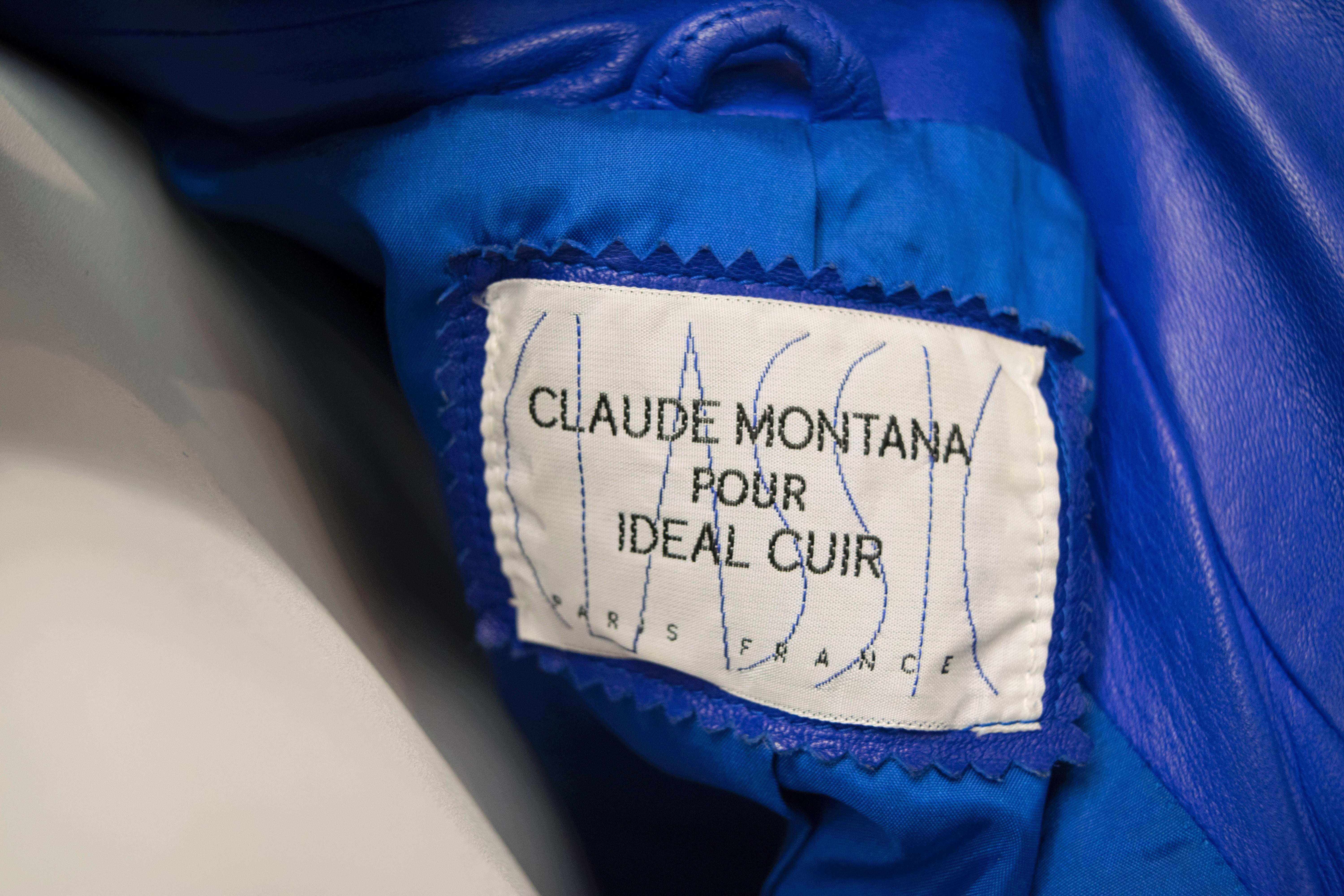 Claude Montana Blue Lambs Leather Jacket 5
