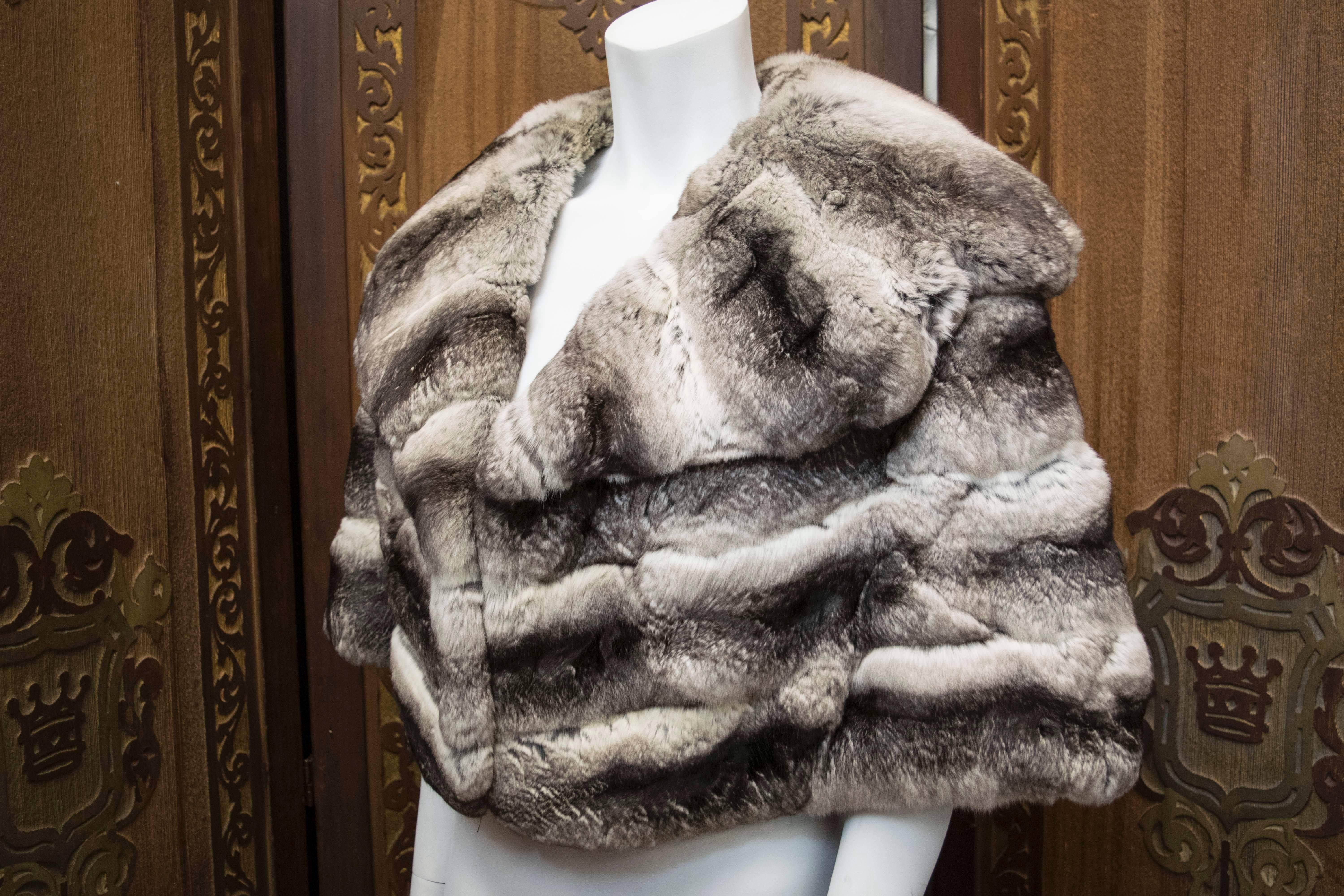 Black 1960s Chinchilla Fur Stole