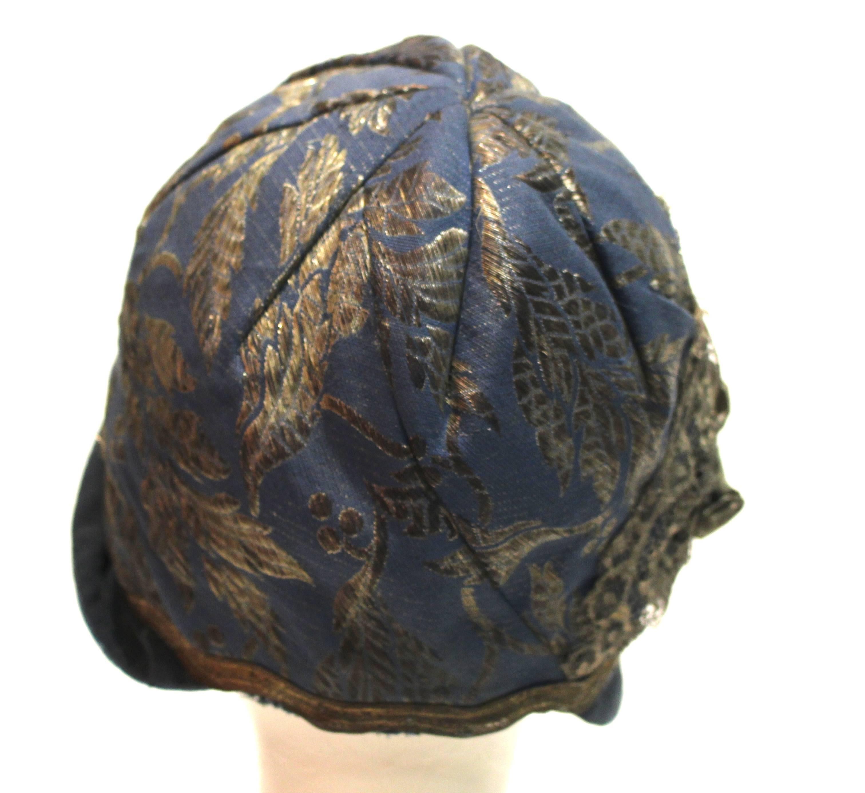 Gray 1920s Blue Cloche Hat