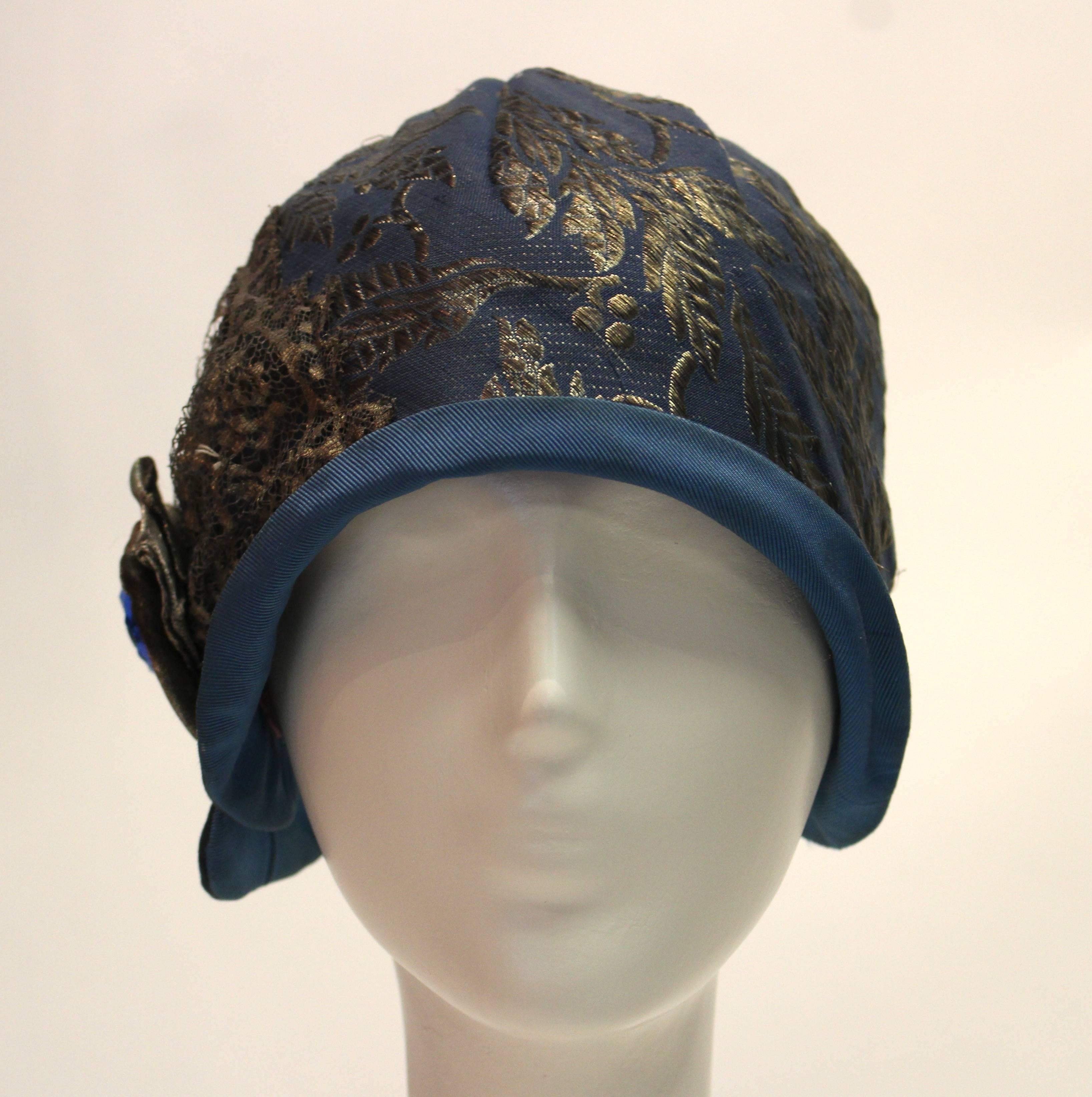 1920s Blue Cloche Hat 1