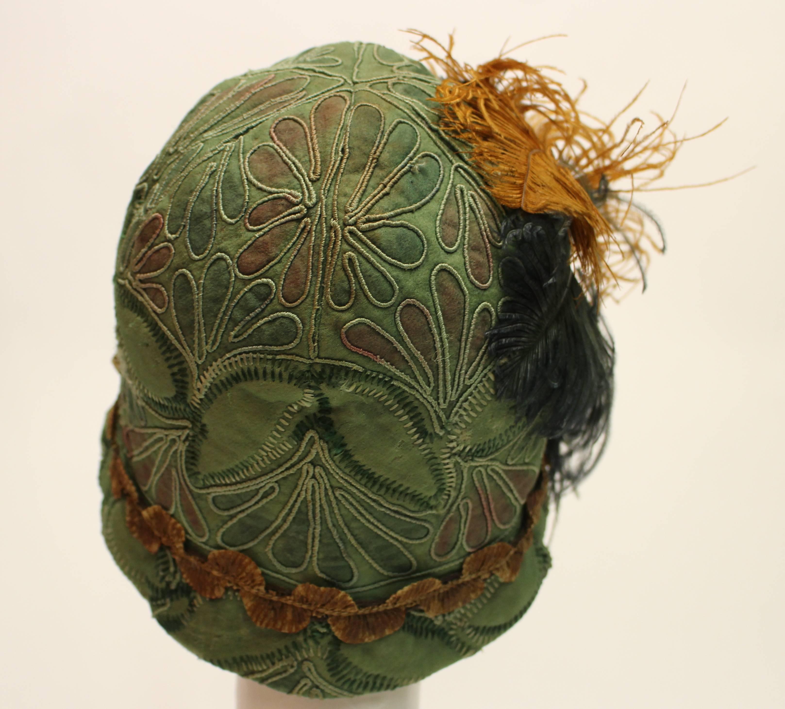 Women's 1920s Green Cloche Hat