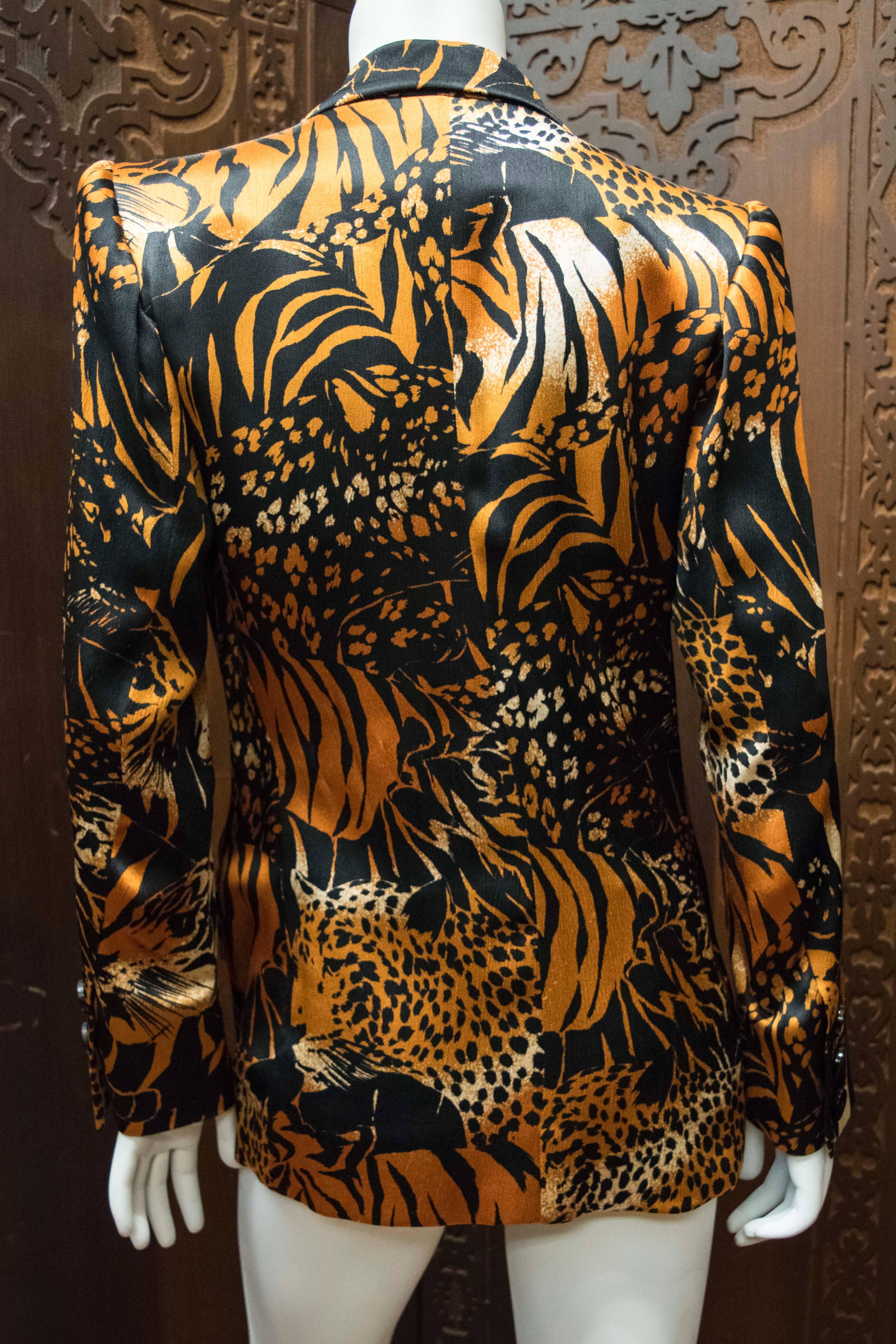 Yves Saint Laurent Animal Print Double Breasted Blazer  1