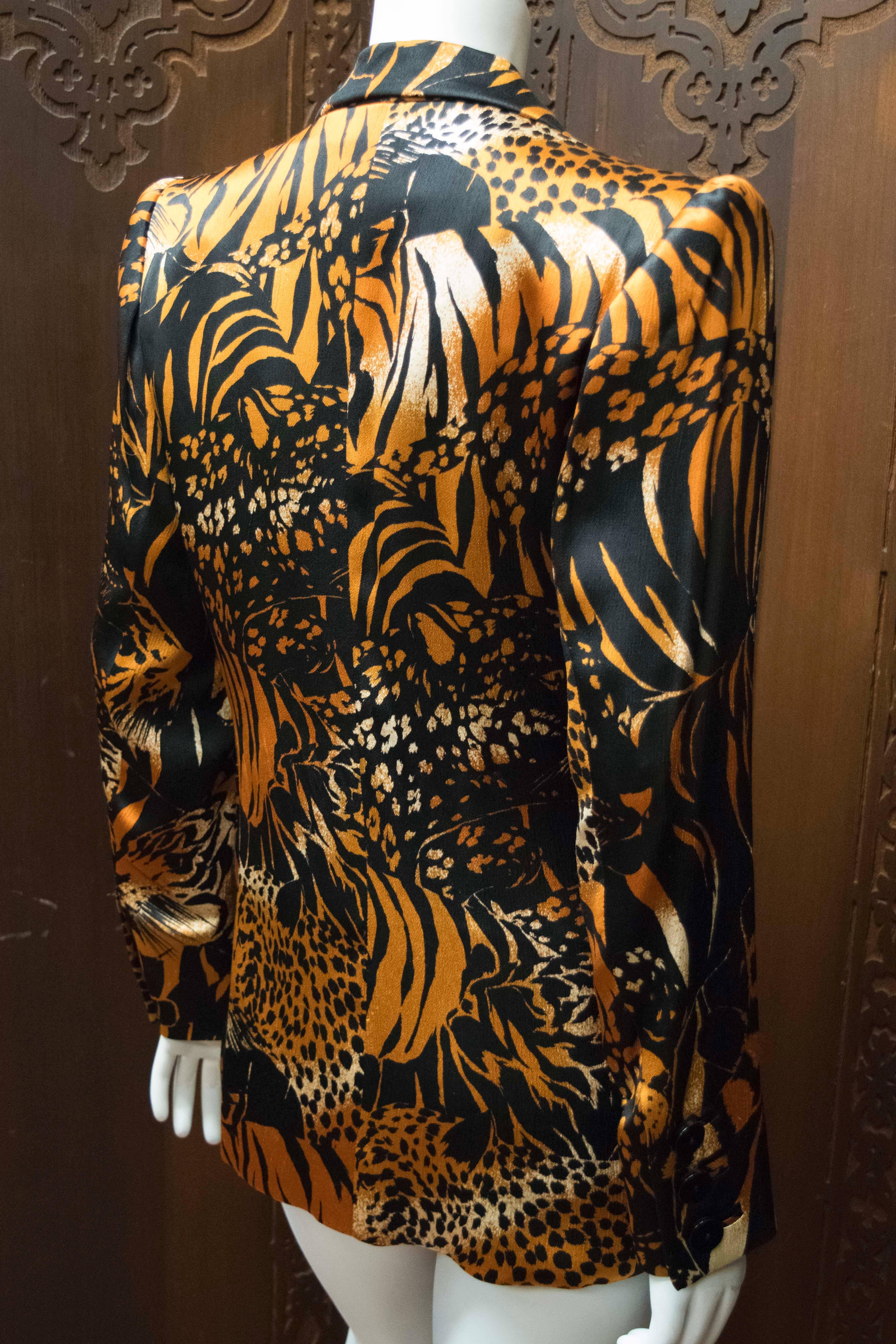 Yves Saint Laurent Animal Print Double Breasted Blazer  3