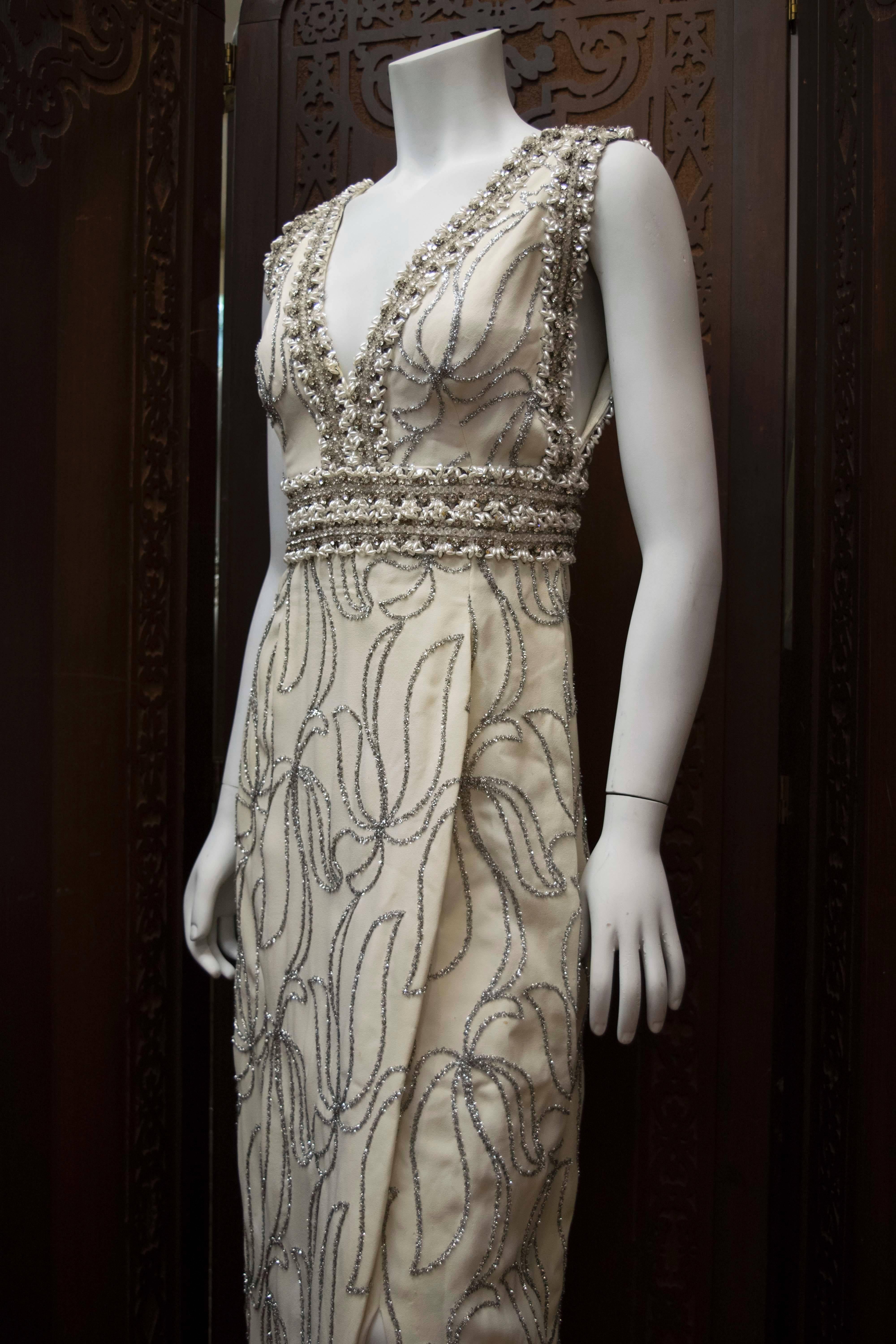 1970s Rhinestone Evening Gown 1