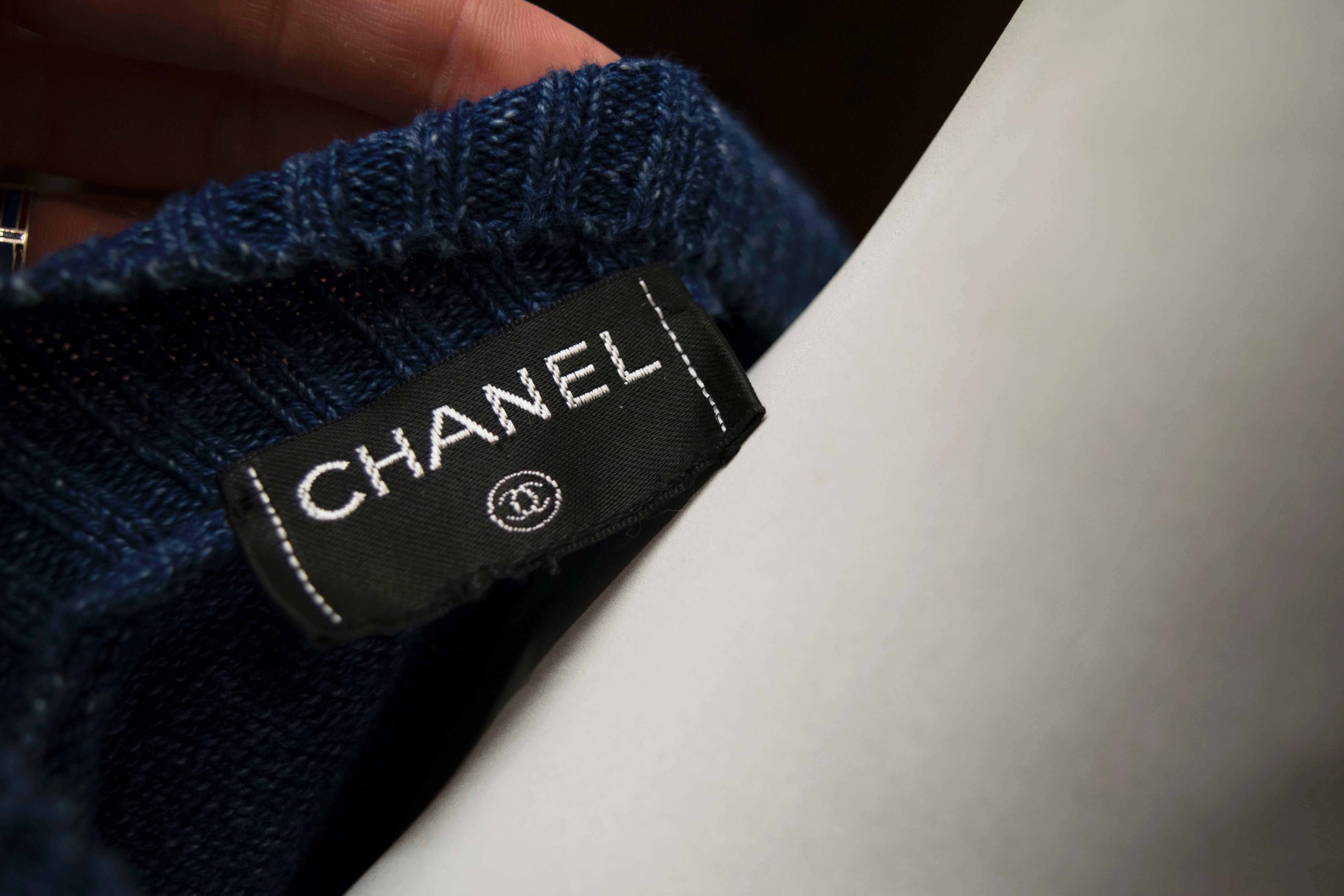 Purple Chanel Blue Knit Cardigan 