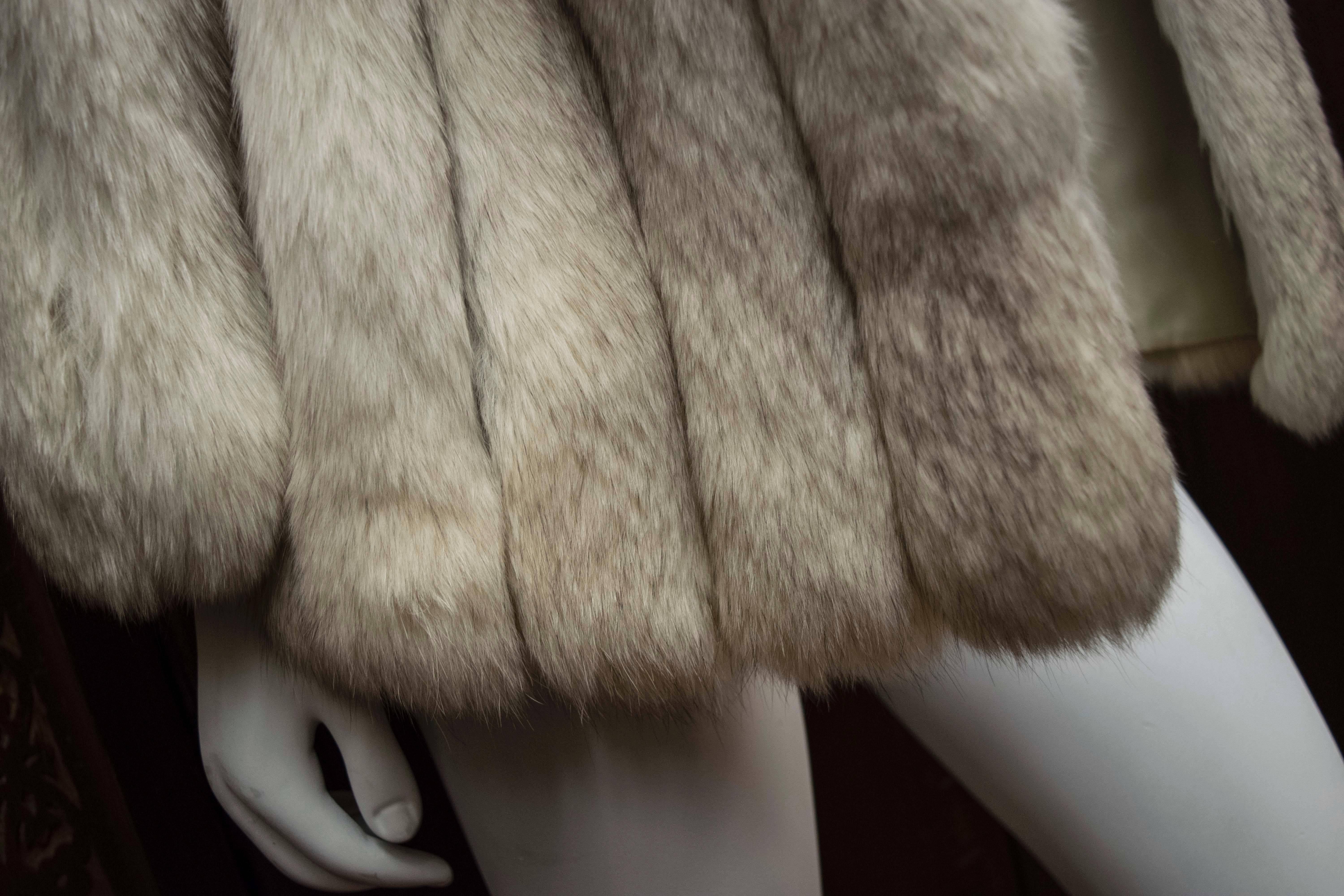 Gray 1980s White Fox Fur Coat.